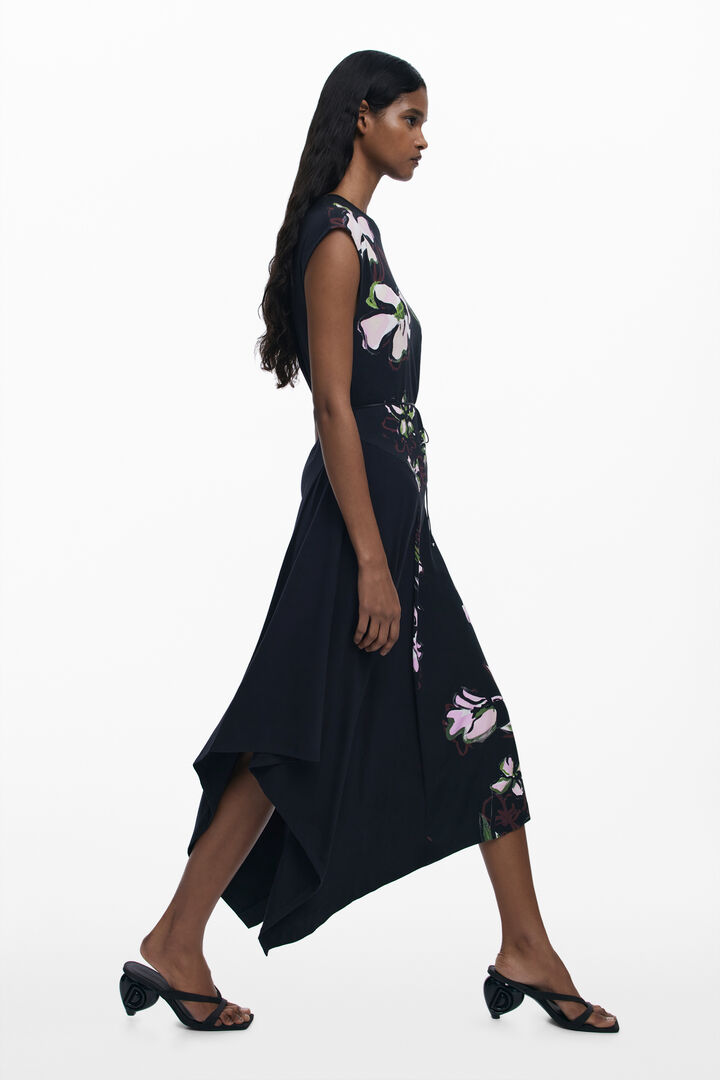 Asymmetric floral dress | Desigual