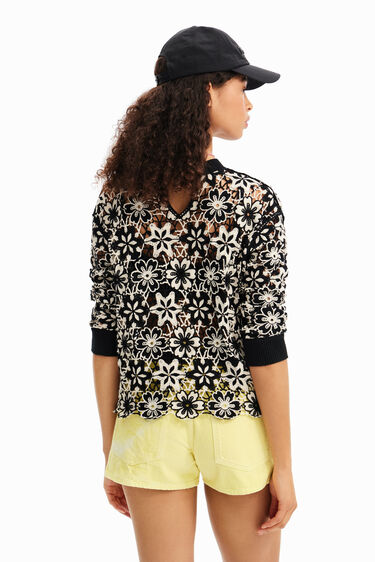 Jersey crochet flores | Desigual