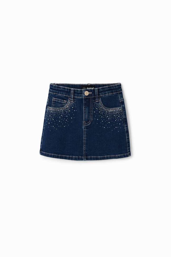 Rhinestone denim mini skirt | Desigual