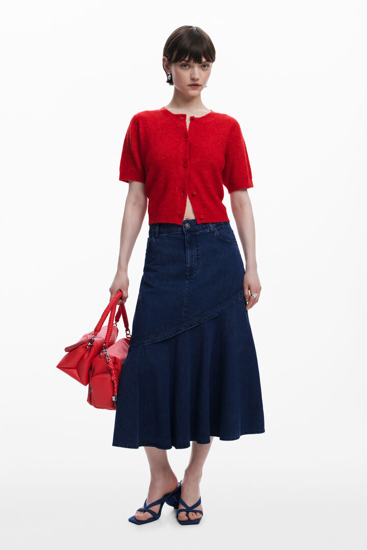 Falda midi vaquera volante