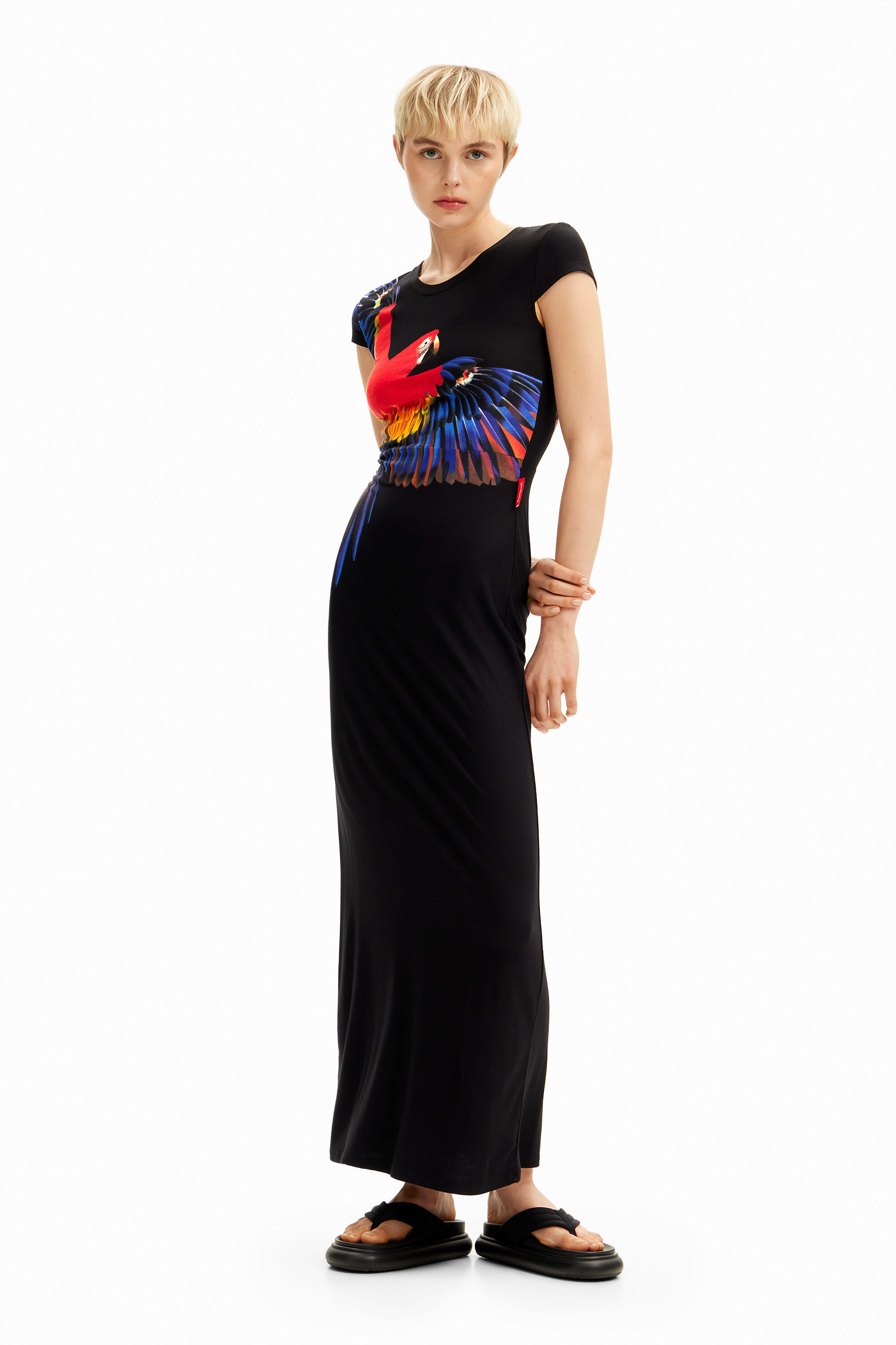 Tyler McGillivary long tropical parrot dress - BLACK - XL