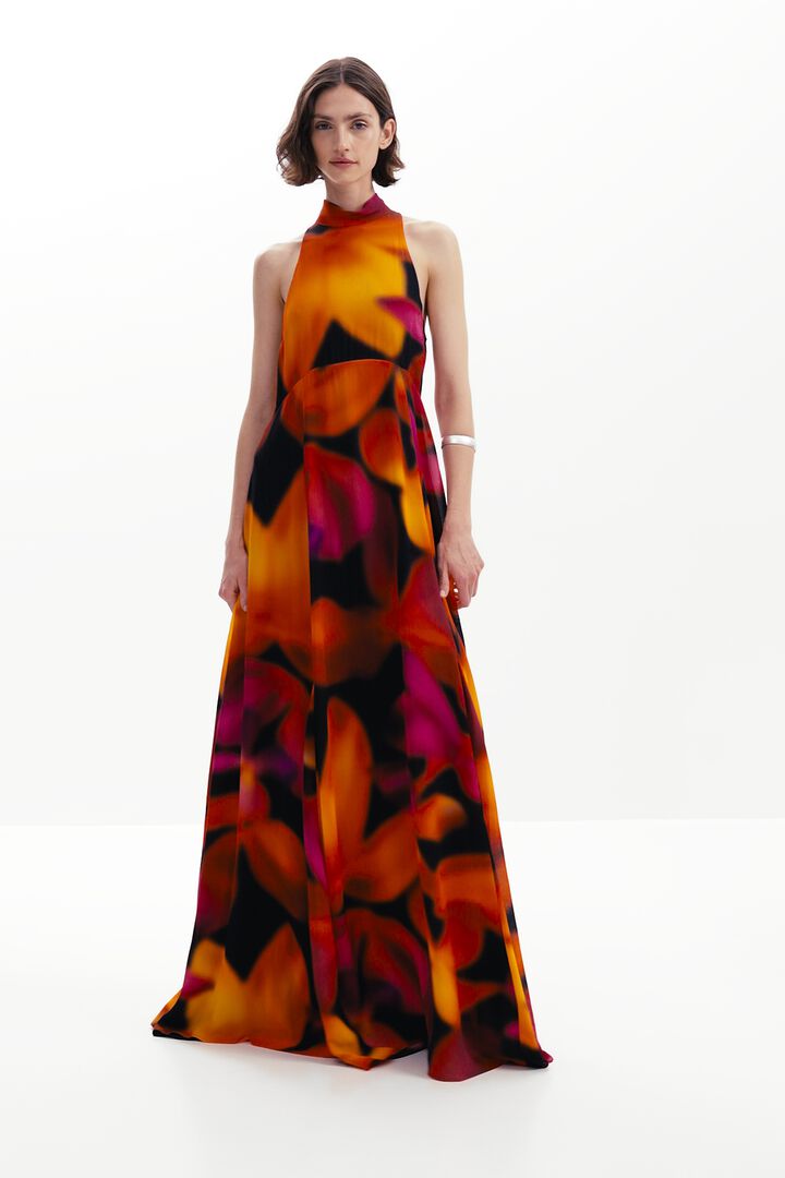 Vestido longo halter flores | Desigual