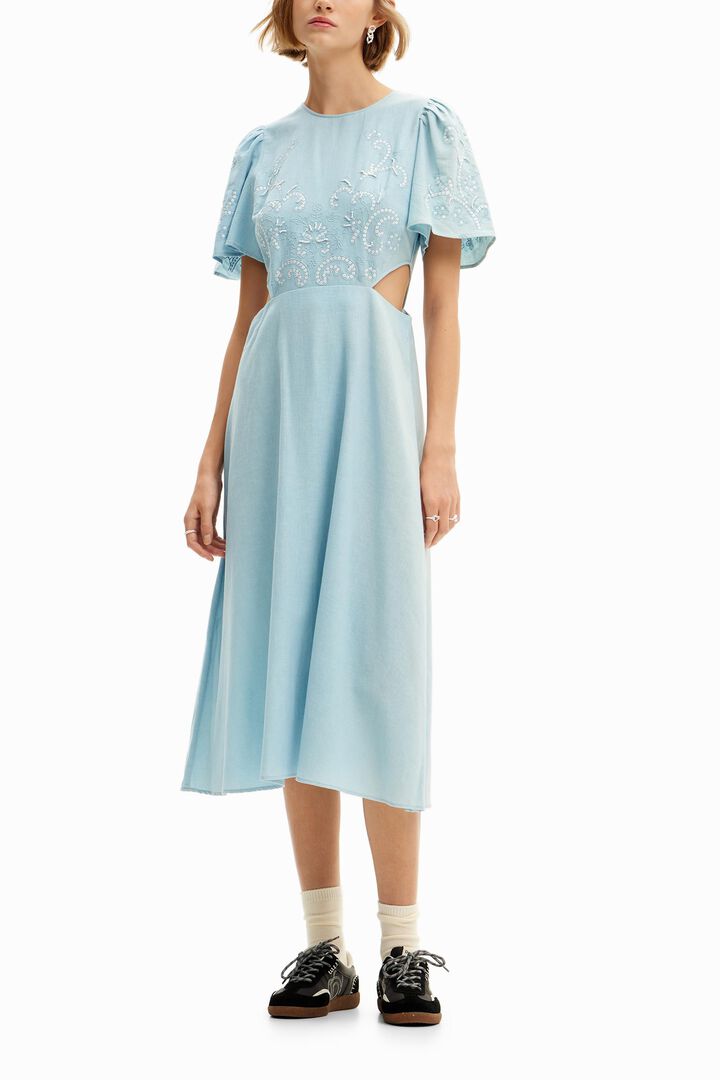 Embroidered cut-out midi dress | Desigual