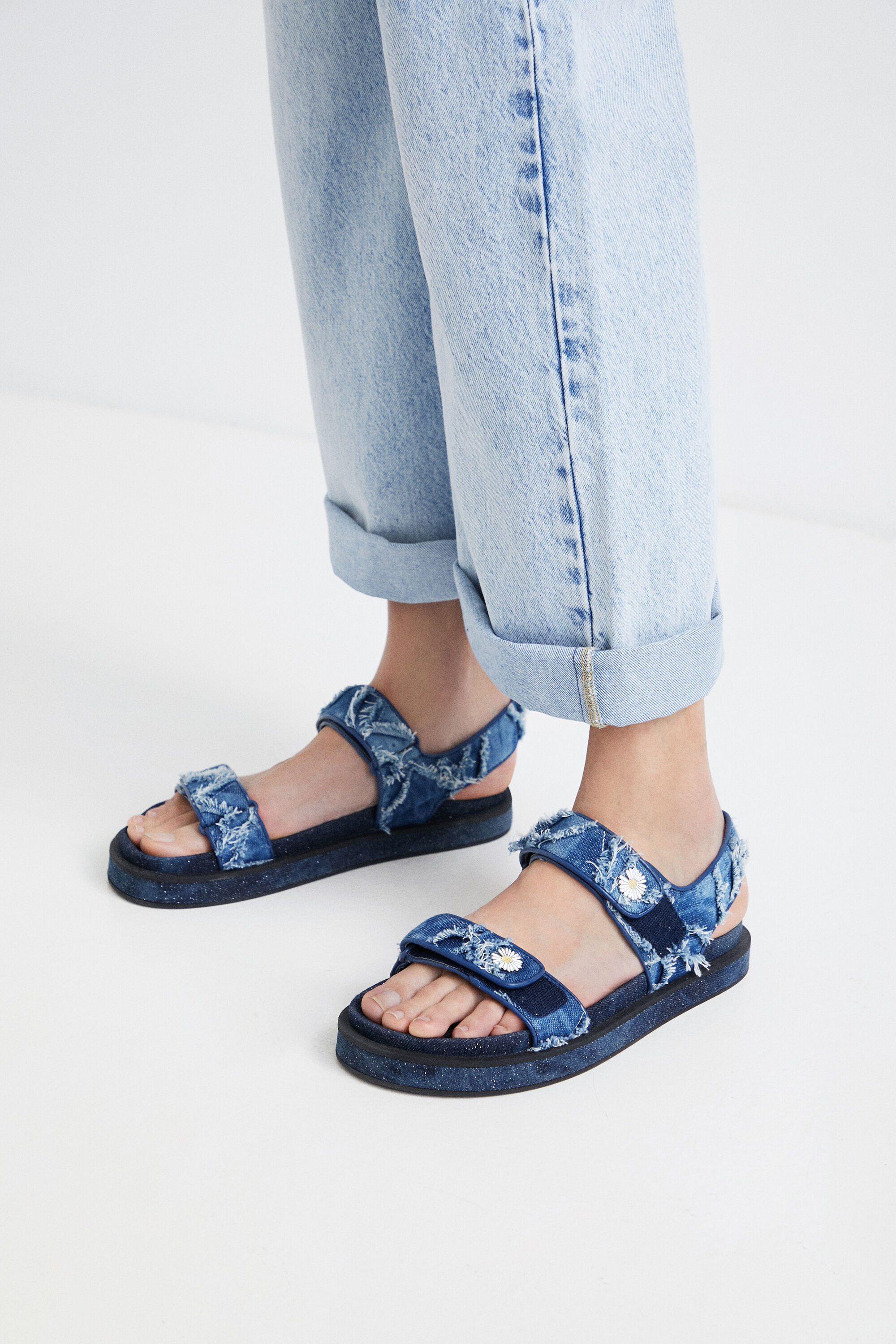 Velcro denim sandals