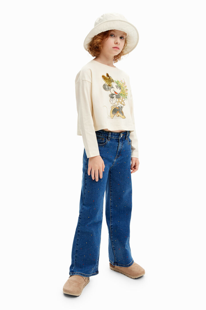 ミニーマウスの花柄Tシャツ