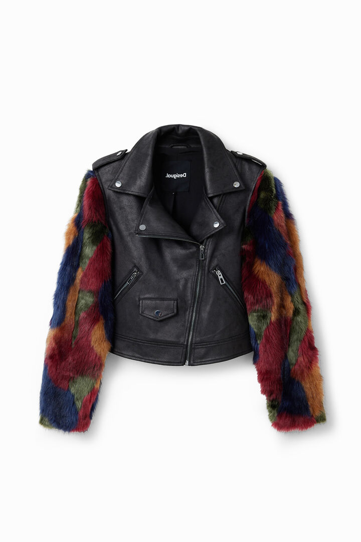 Cazadora biker desmontable efecto pelo | Desigual