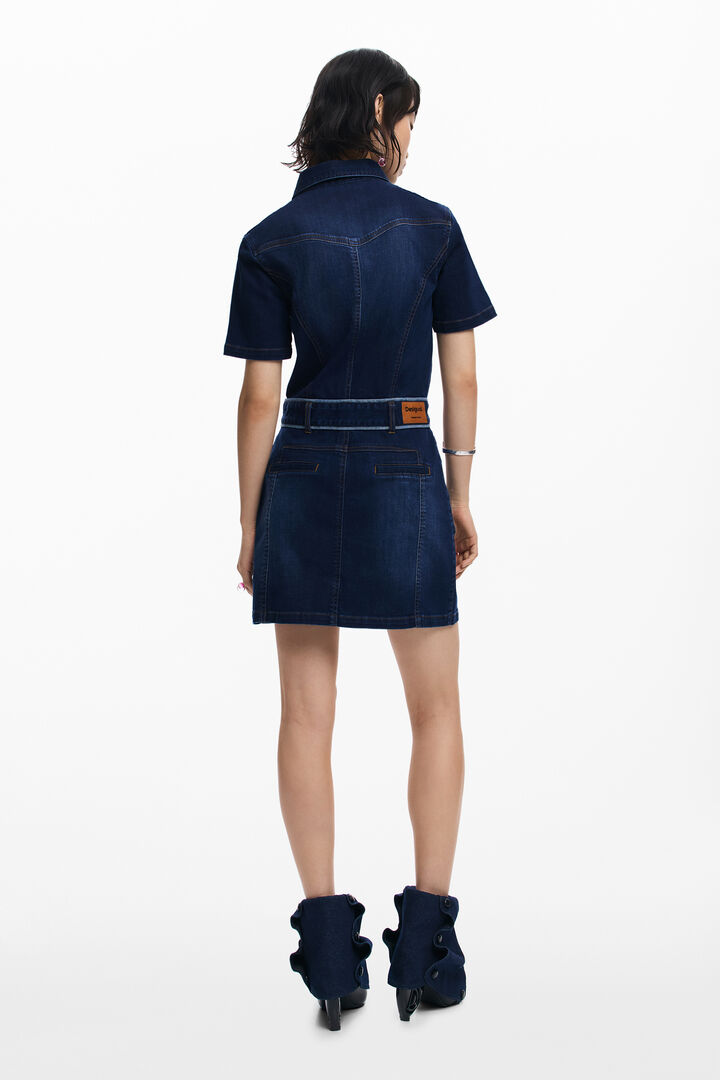 Short denim dress with belt | Desigual