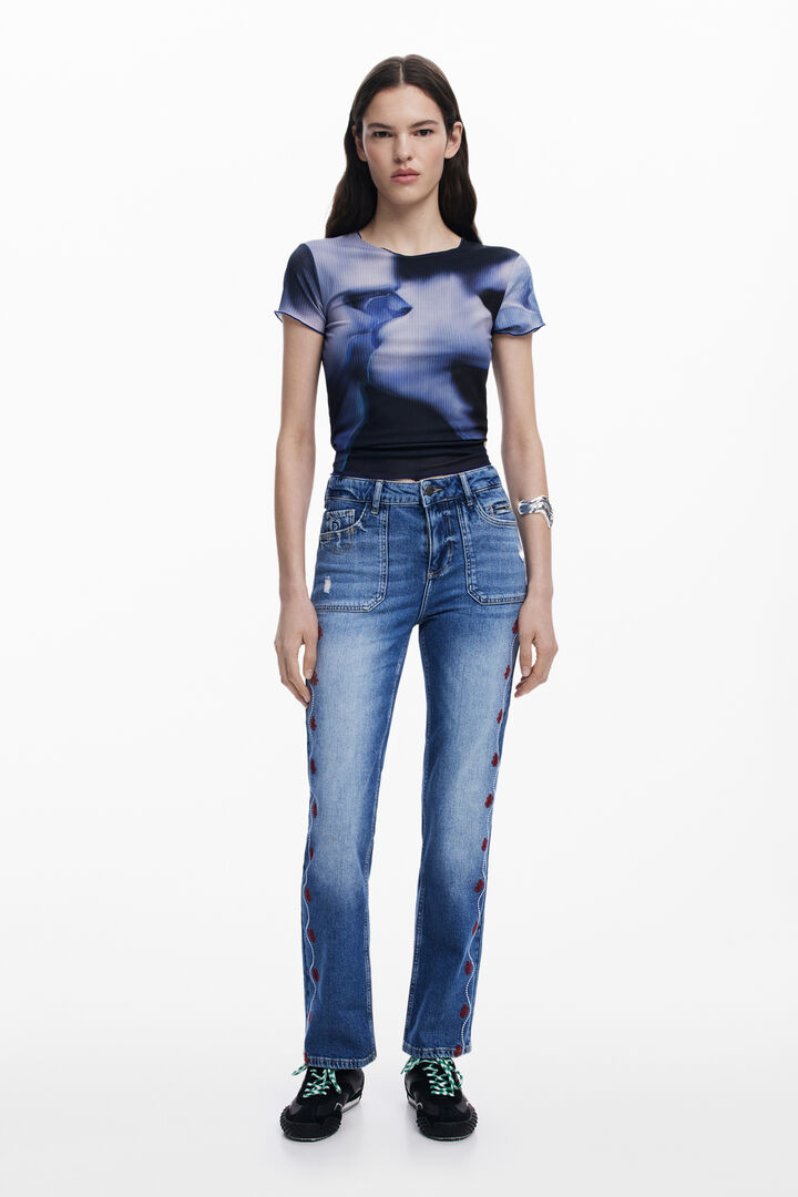 Straight jeans with border
