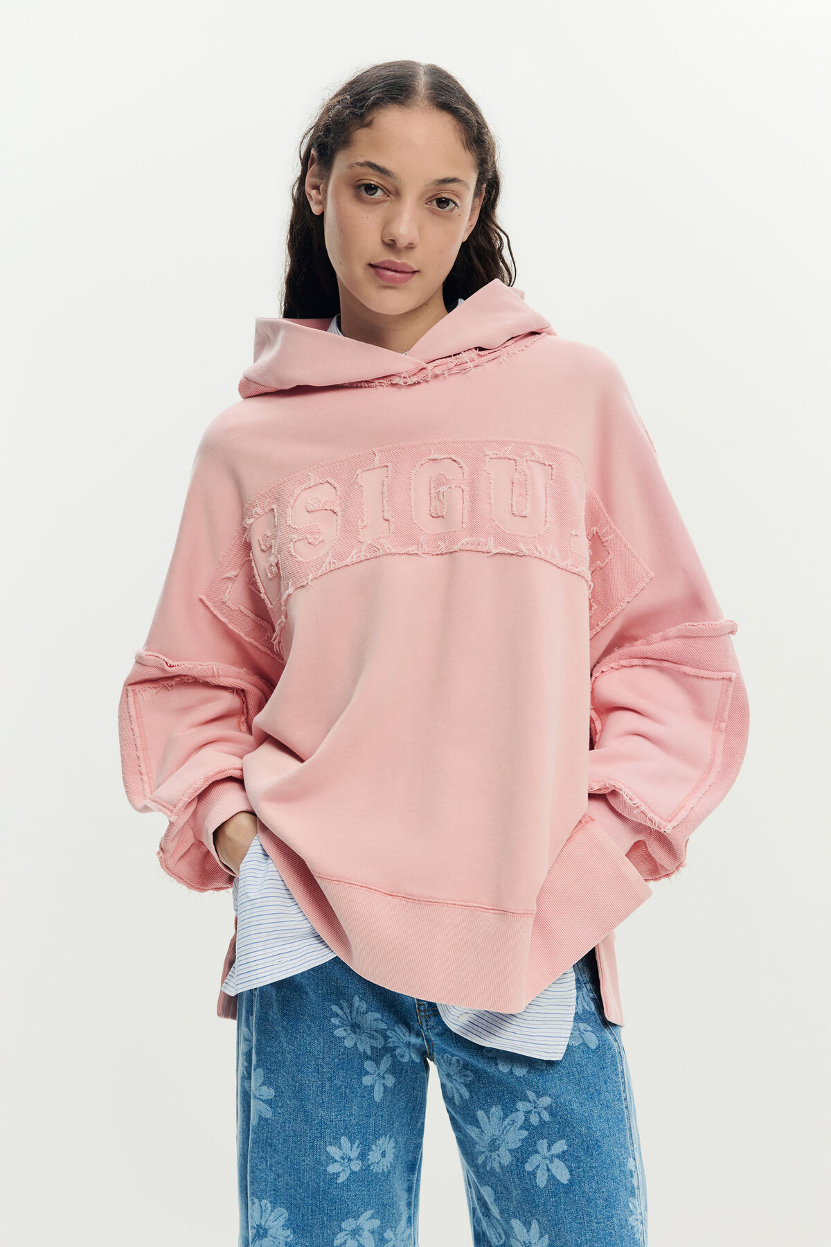 オーバーサイズのフード付きスウェット バラ 女性用 I Desigual.com