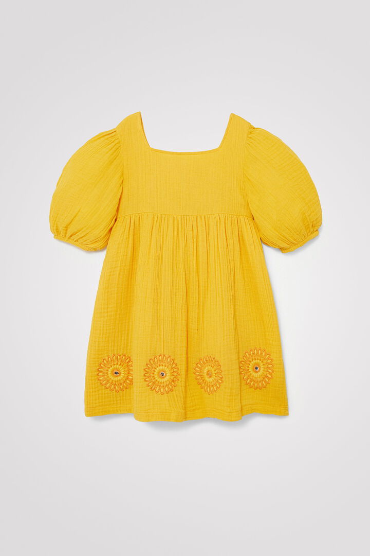 Three-quarter sleeve yellow dress | Desigual