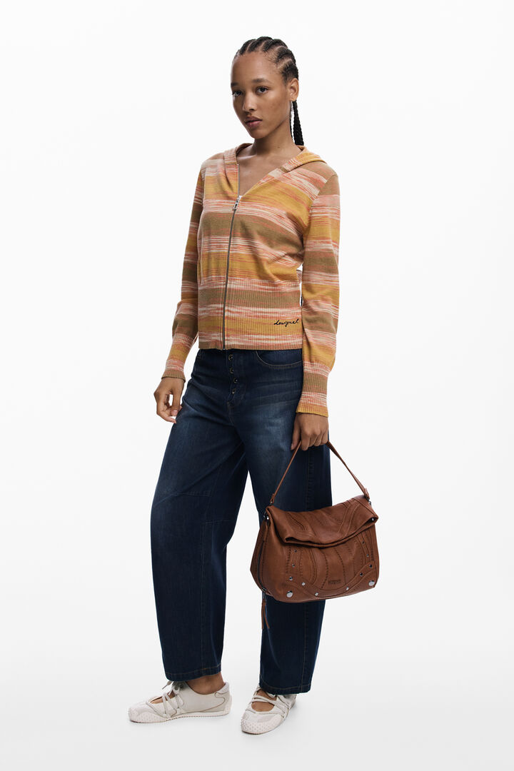 Bolso efecto piel bordados mediano | Desigual