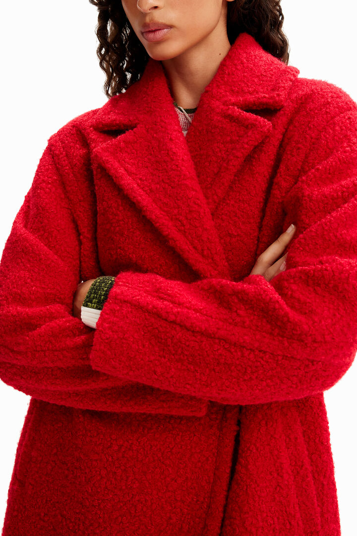 Double-breasted bouclé coat | Desigual