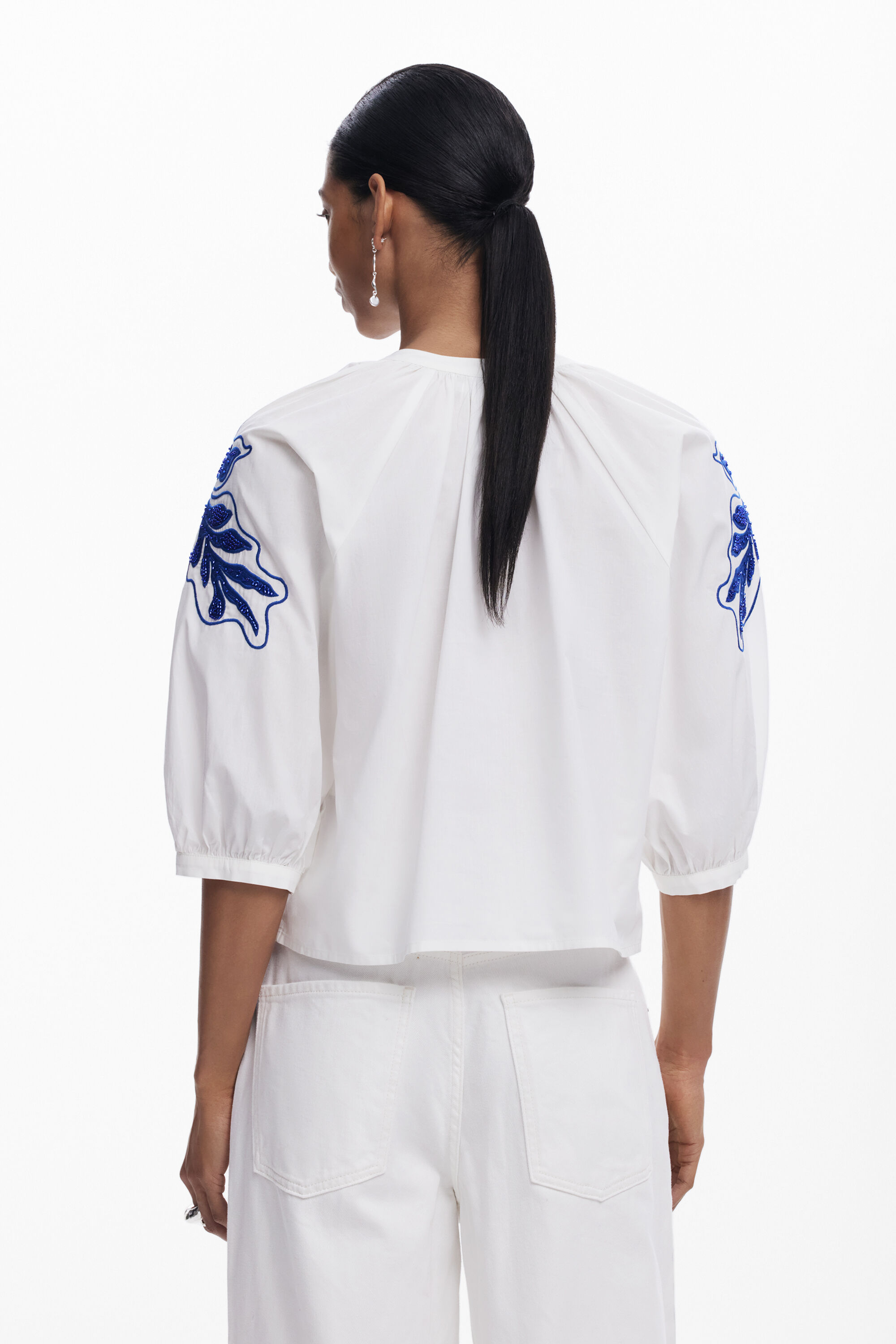 Desigual Peasant Blouse In White