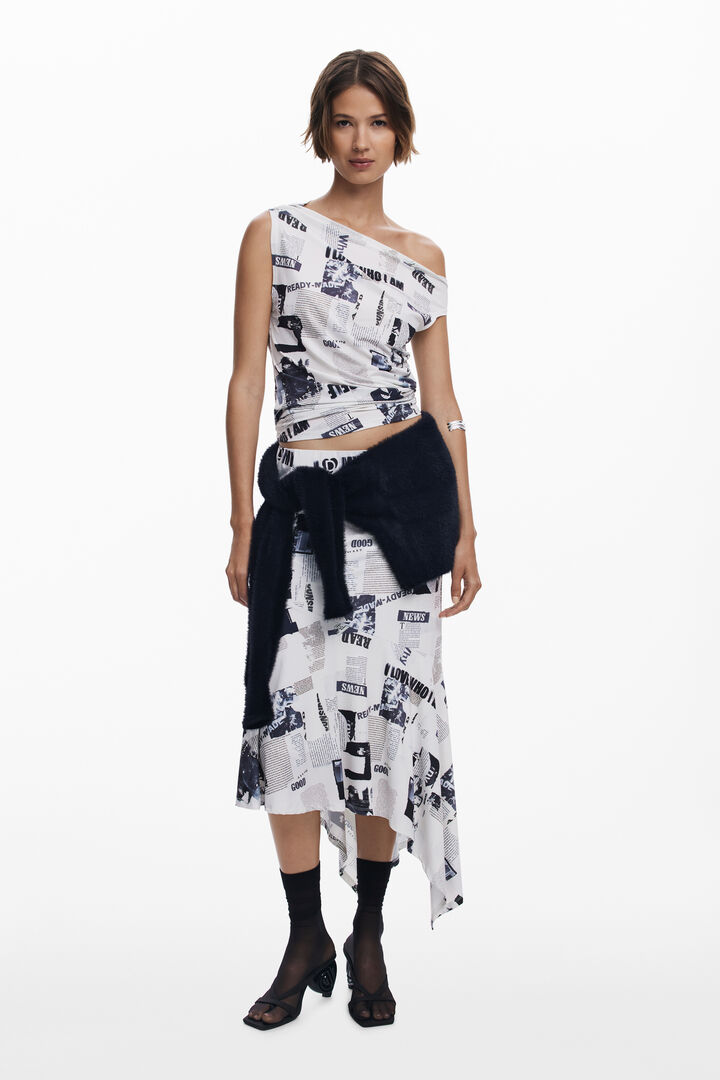 Draped newspaper T-shirt | Desigual