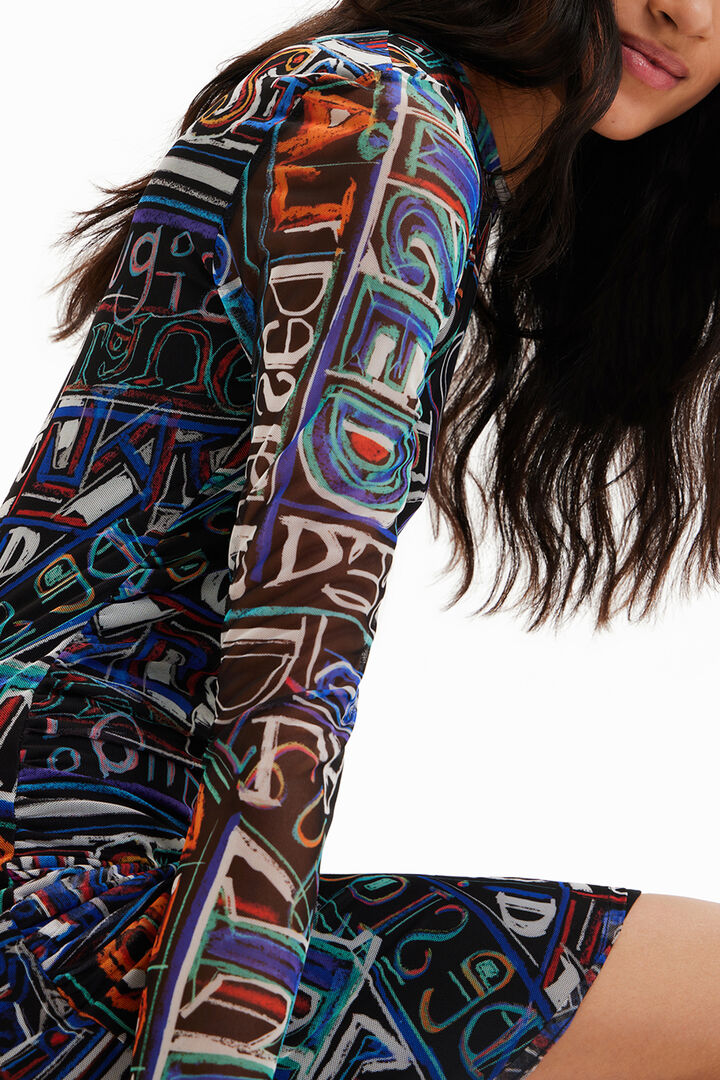 Short slim tulle dress | Desigual