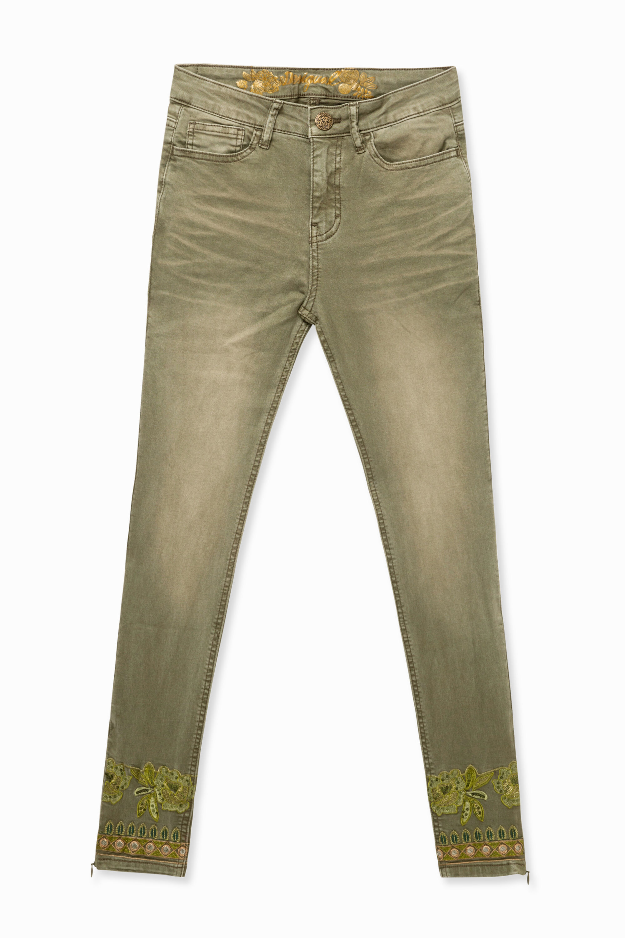 Pantalón tejano étnico skinny - GREEN - 46 Pantalón tejano étnico skinny - GREEN - 46