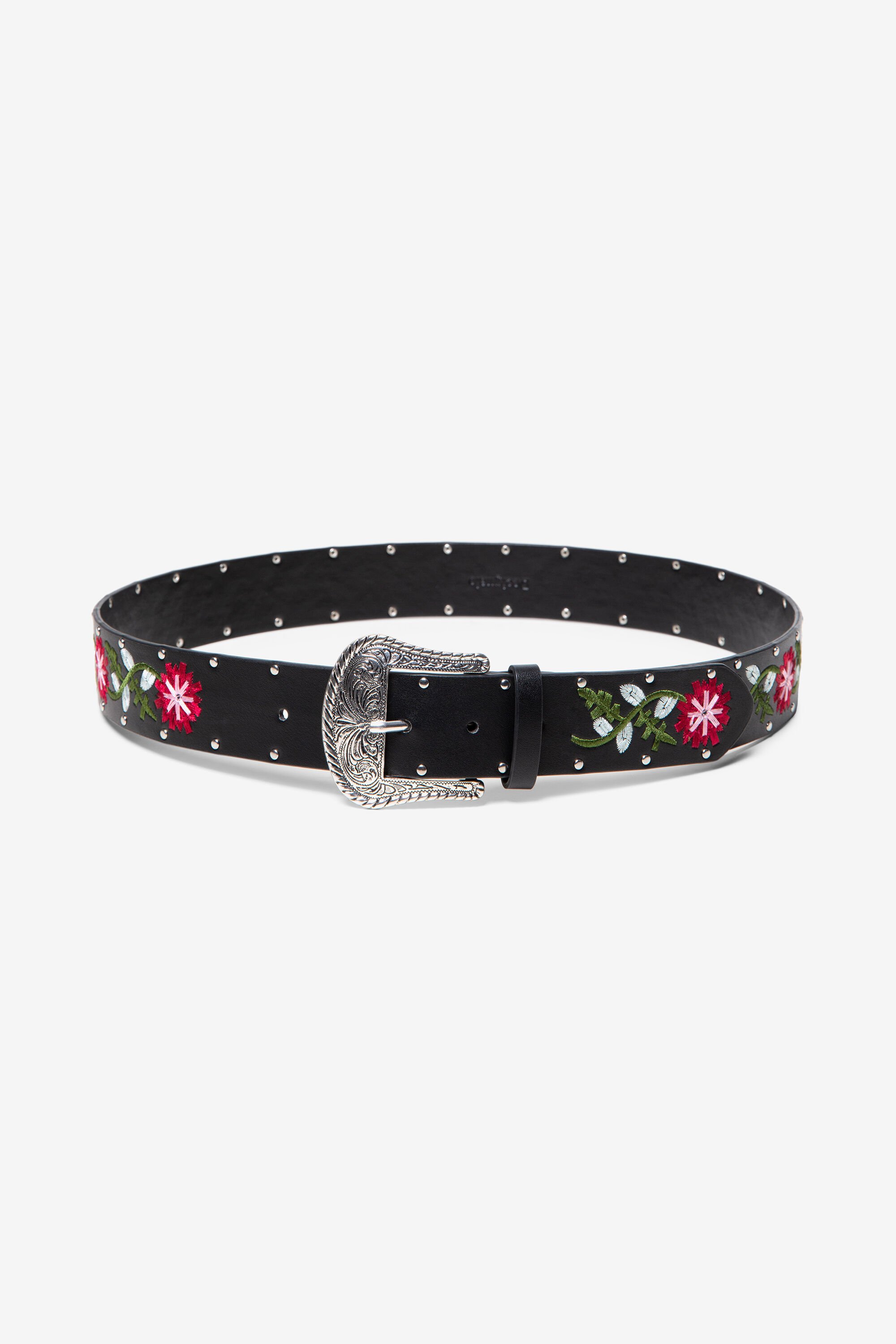 Desigual Zwarte Riem Borduursel Guindilla Black 85 desigual kopen in de aanbieding