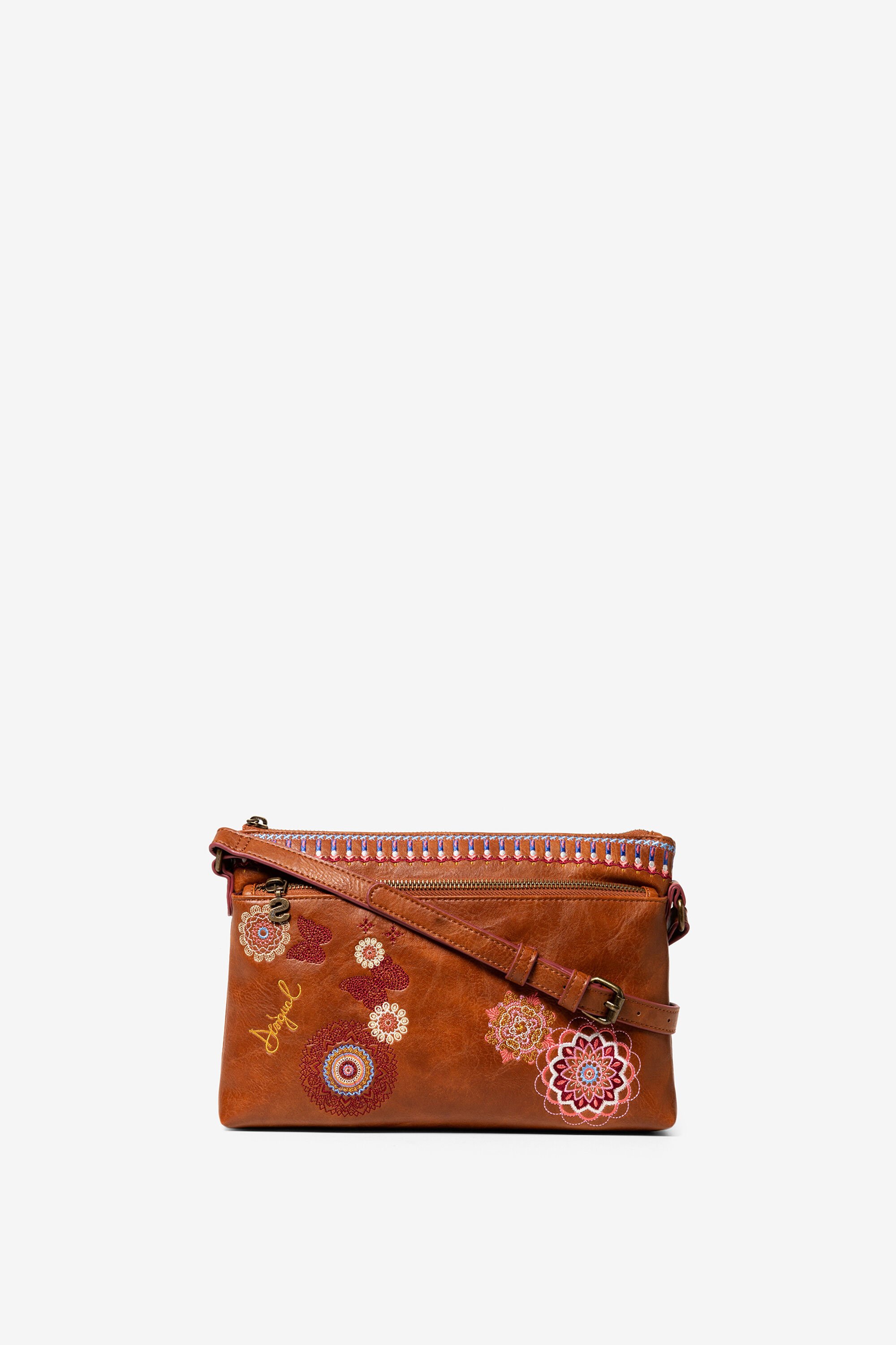 Desigual Schoudertas Borduursel Chandy Durban Brown Je desigual kopen in de aanbieding