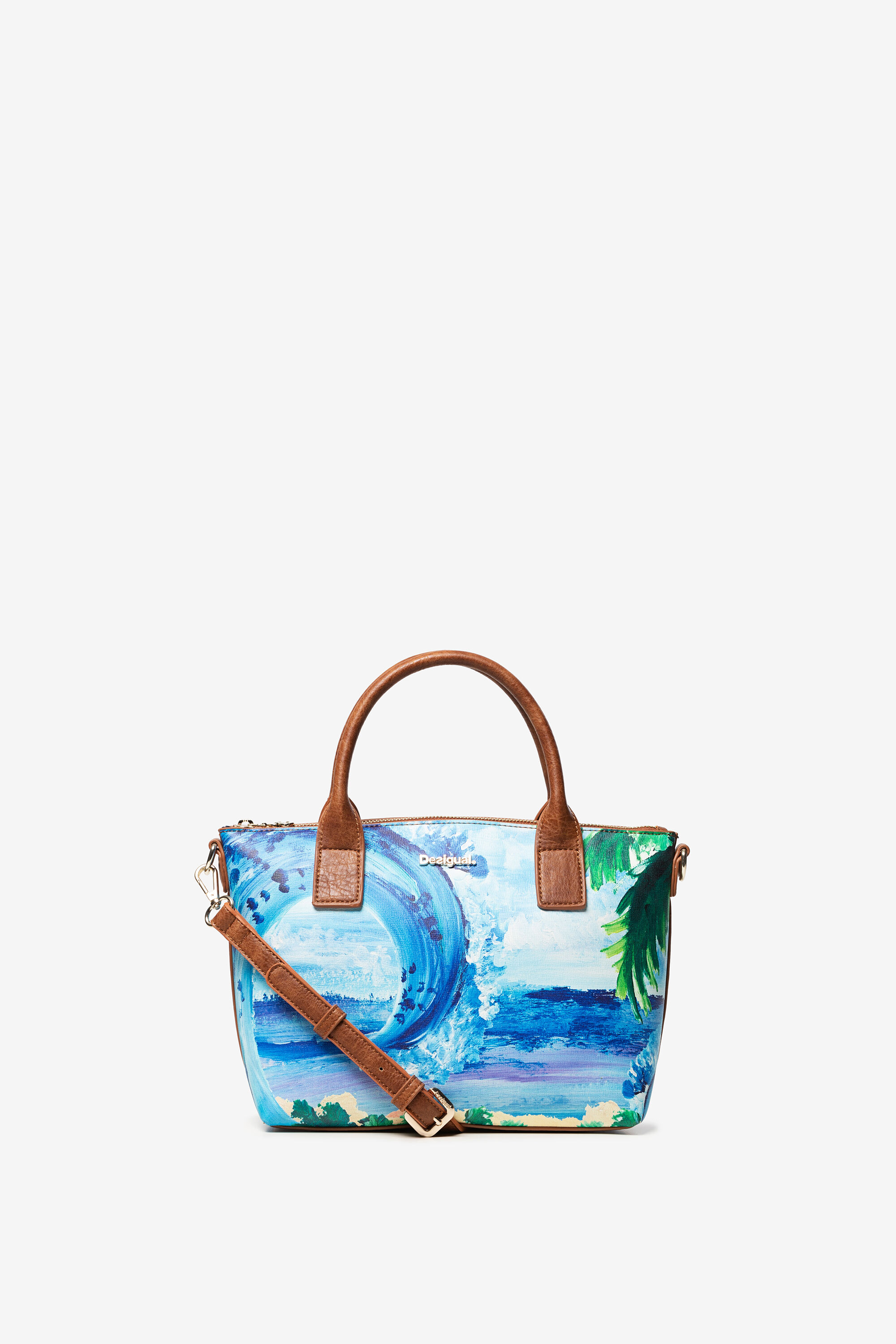 Desigual Tas Met Tropische Illustratie Gela Blue Je desigual kopen in de aanbieding