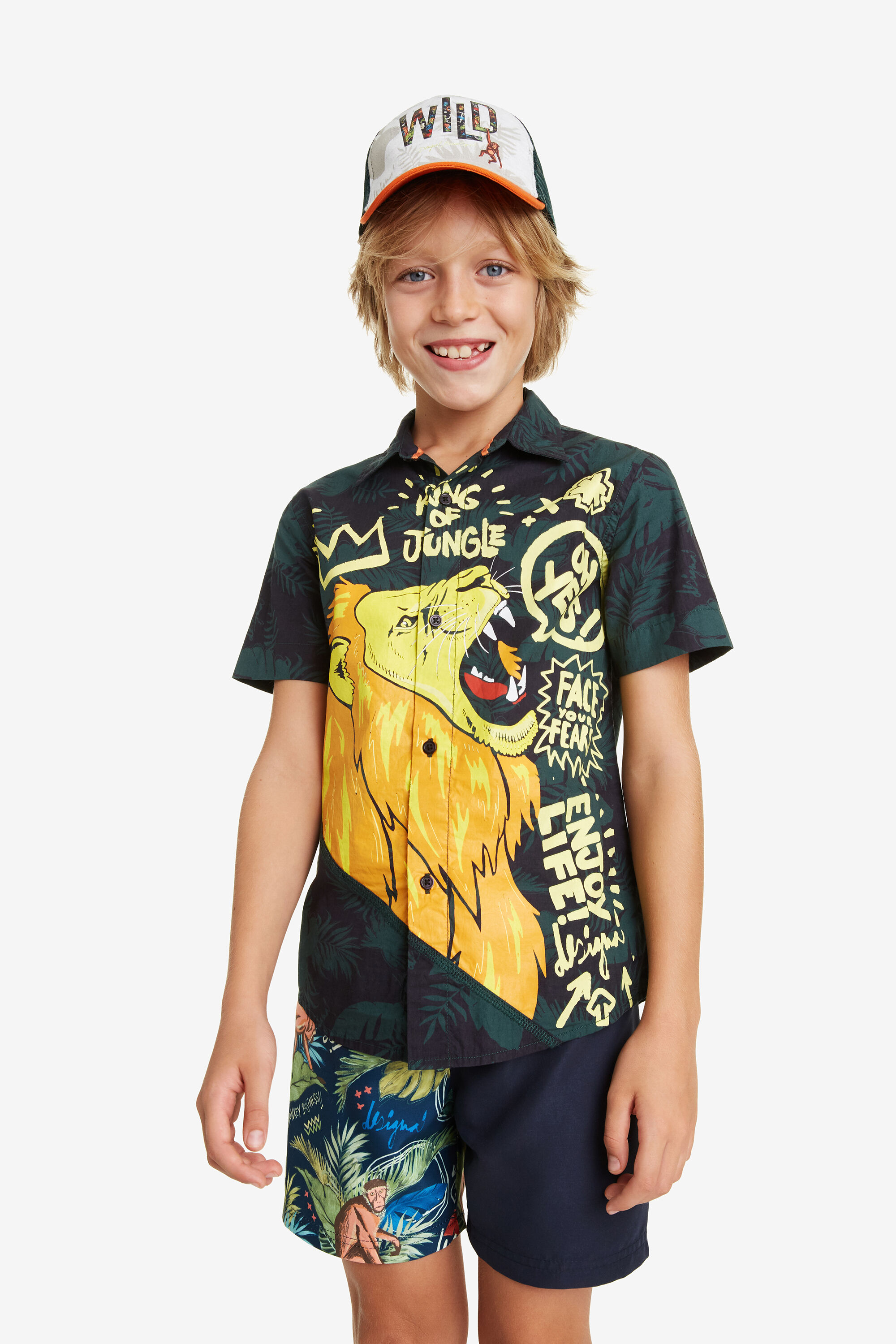 Desigual Shirt Met Korte Mouwen En Leeuw Yuca Green 1314 desigual kopen in de aanbieding