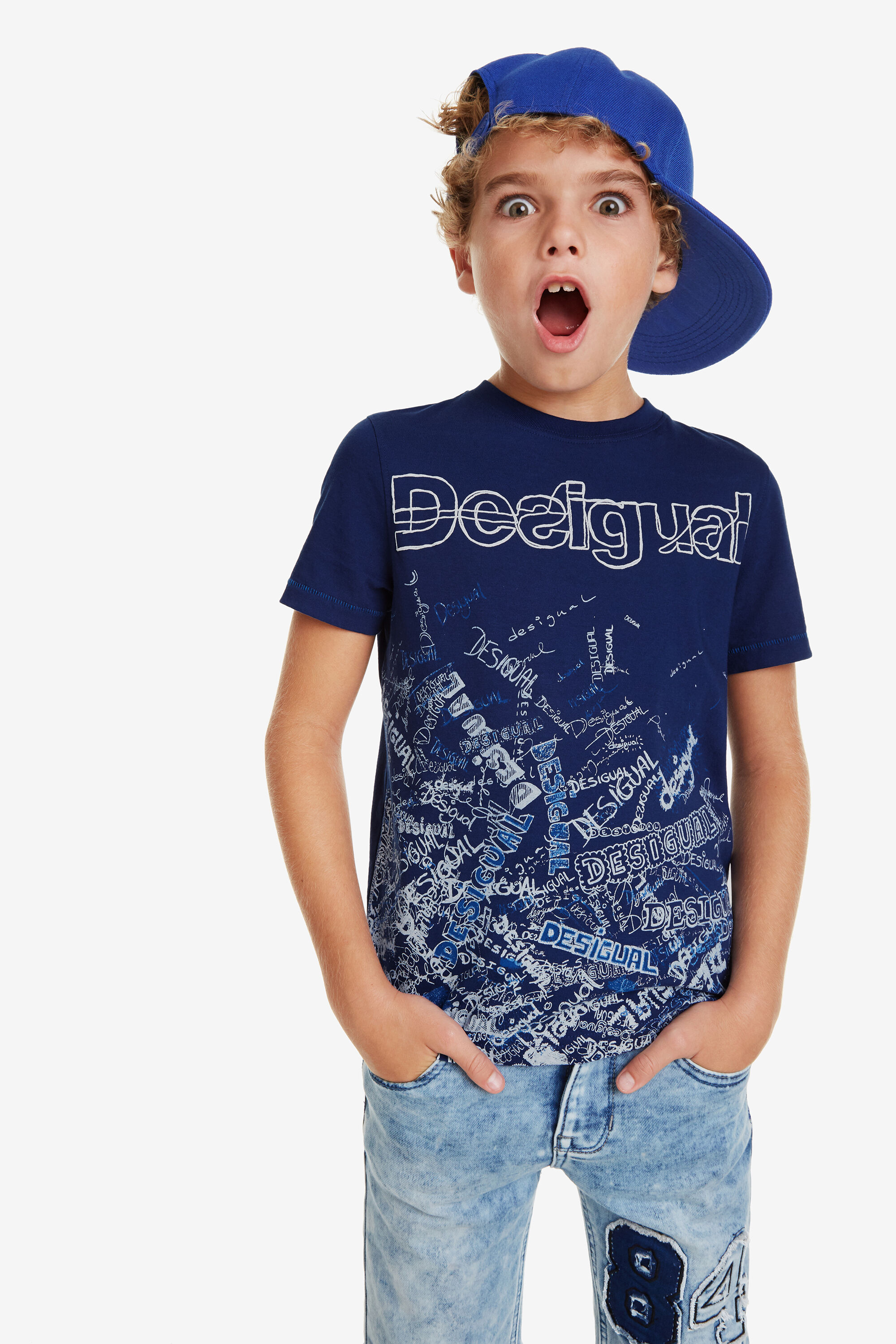 Desigual Bolimania T Shirt Korte Mouw Liro Blue 34 desigual kopen in de aanbieding