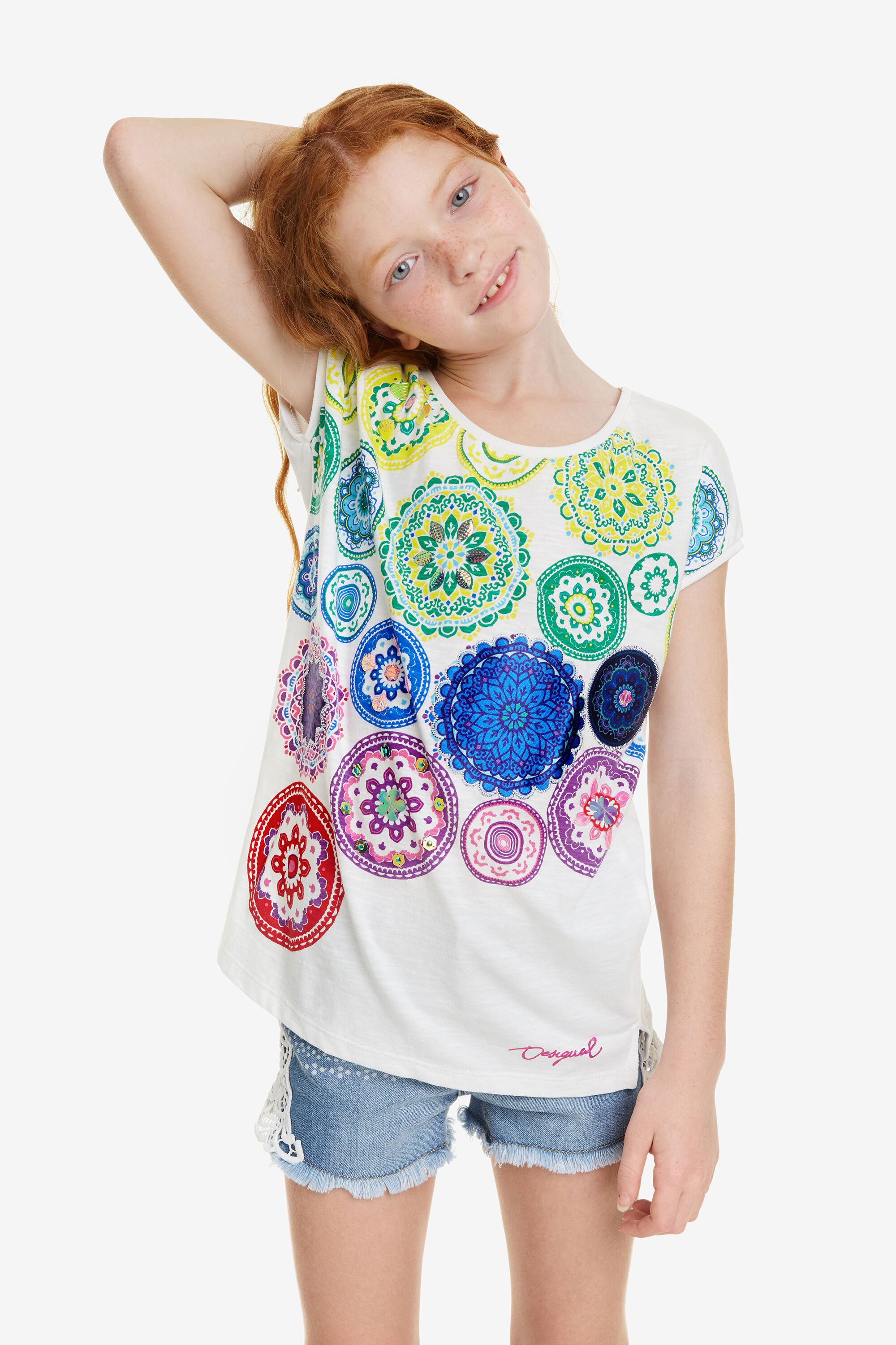 Desigual Wit T Shirt Met Mandalas Carolina White 1314 desigual kopen in de aanbieding