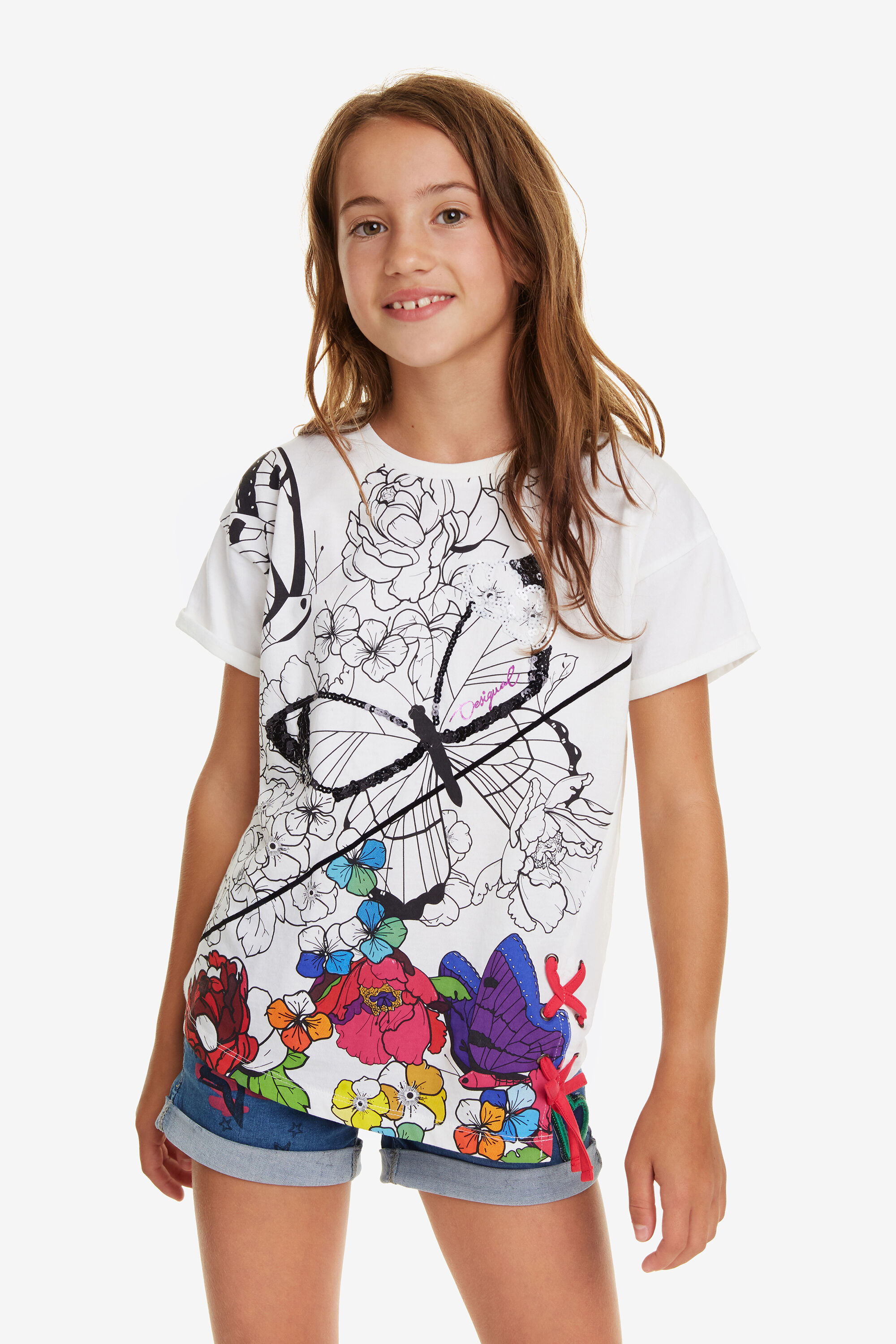 Desigual T Shirt Plooien En Pailletten Bismark White 78 desigual kopen in de aanbieding