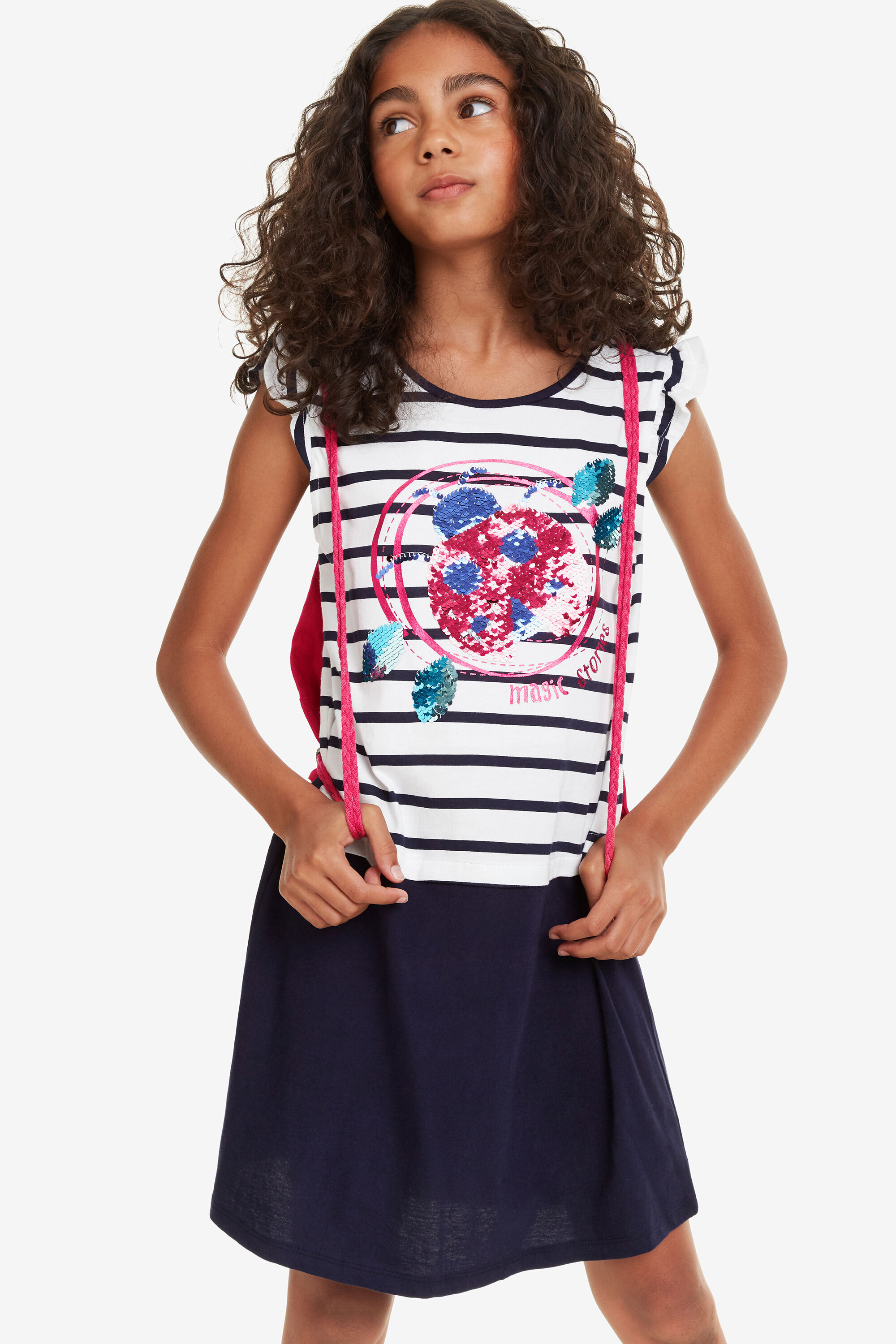 Desigual Maritieme Jurk Met Rugzak Bamako Blue 1314 desigual kopen in de aanbieding