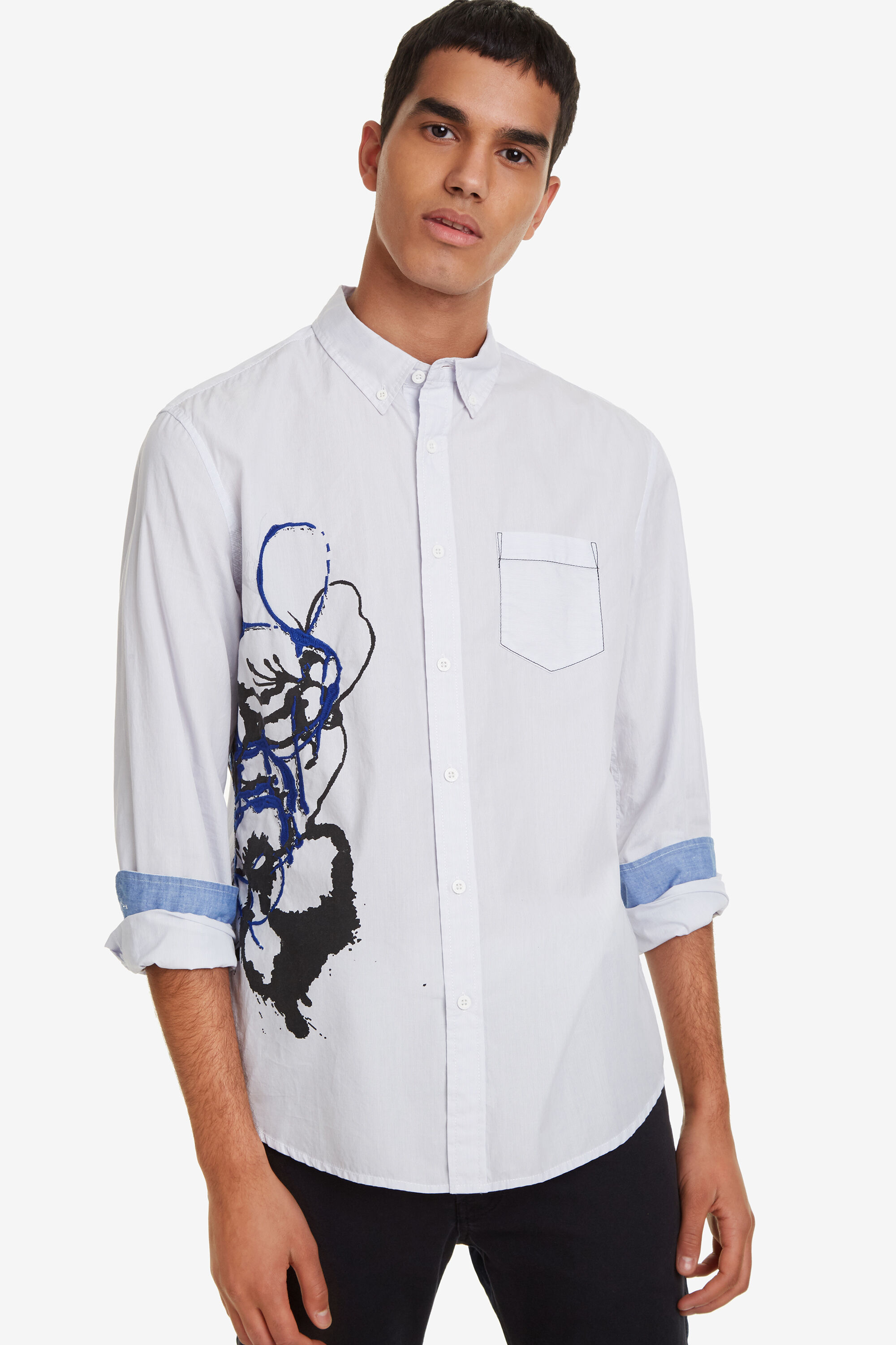 Desigual Gestreept Shirt Bloemenprint Barclay Blue desigual kopen in de aanbieding Desigual Gestreept Shirt Bloemenprint Barclay Blue desigual kopen in de aanbieding