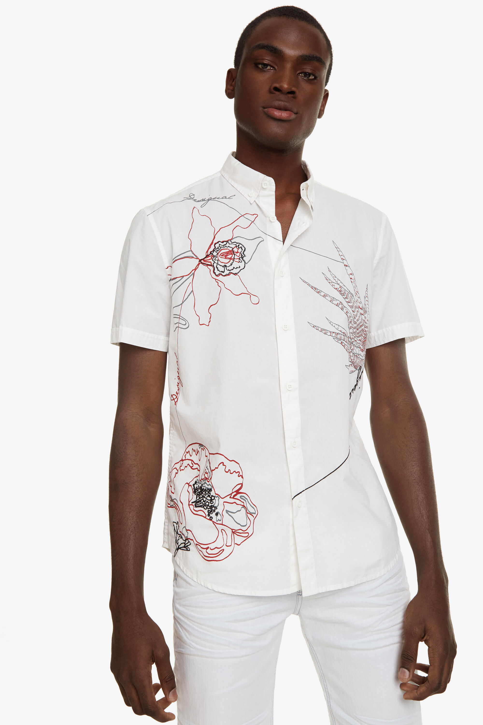 Desigual Wit Shirt Met Borduursel Ewan White desigual kopen in de aanbieding