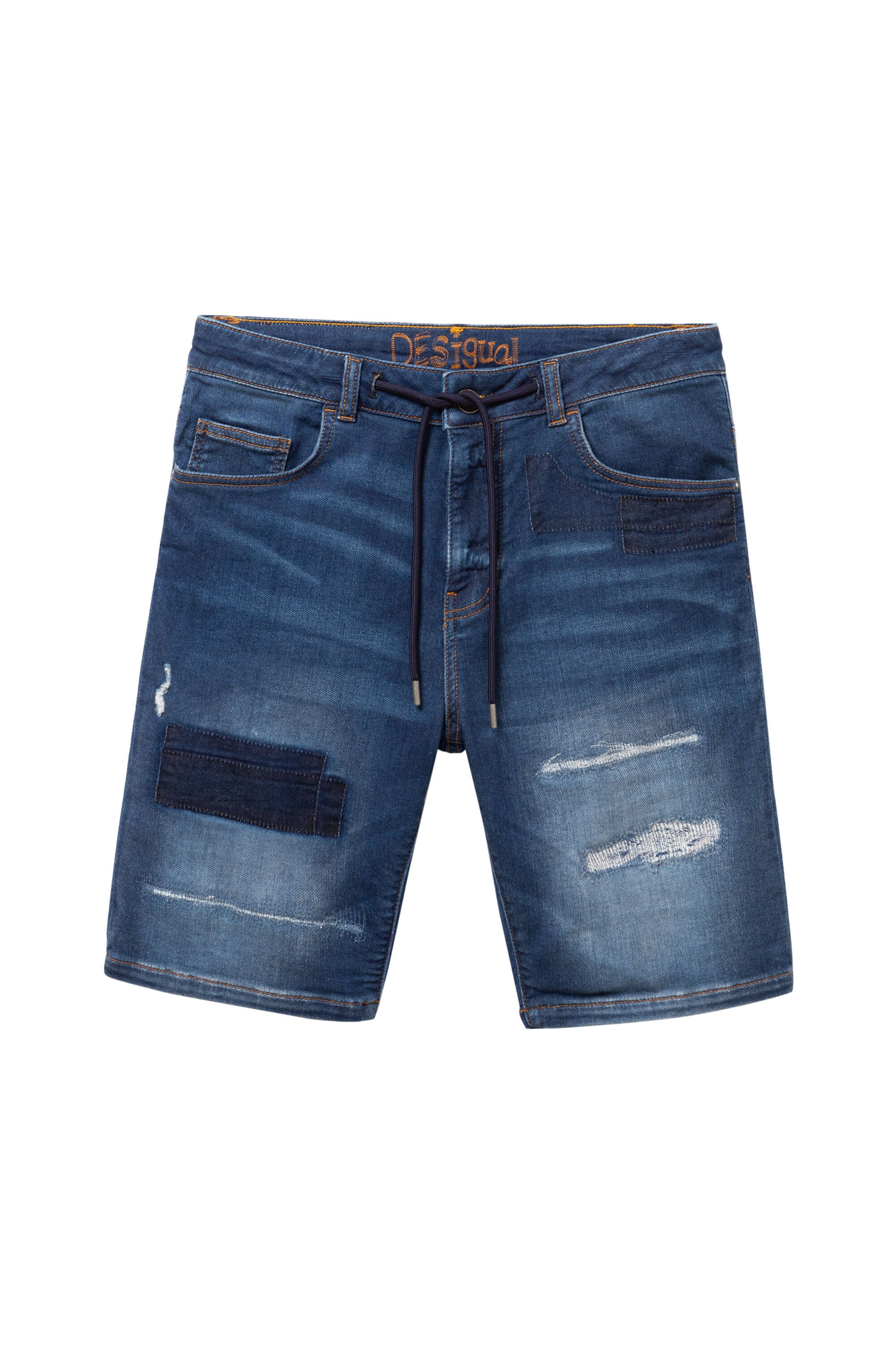 Desigual Denim Bermuda Met Koord Duran Blue 36 desigual kopen in de aanbieding