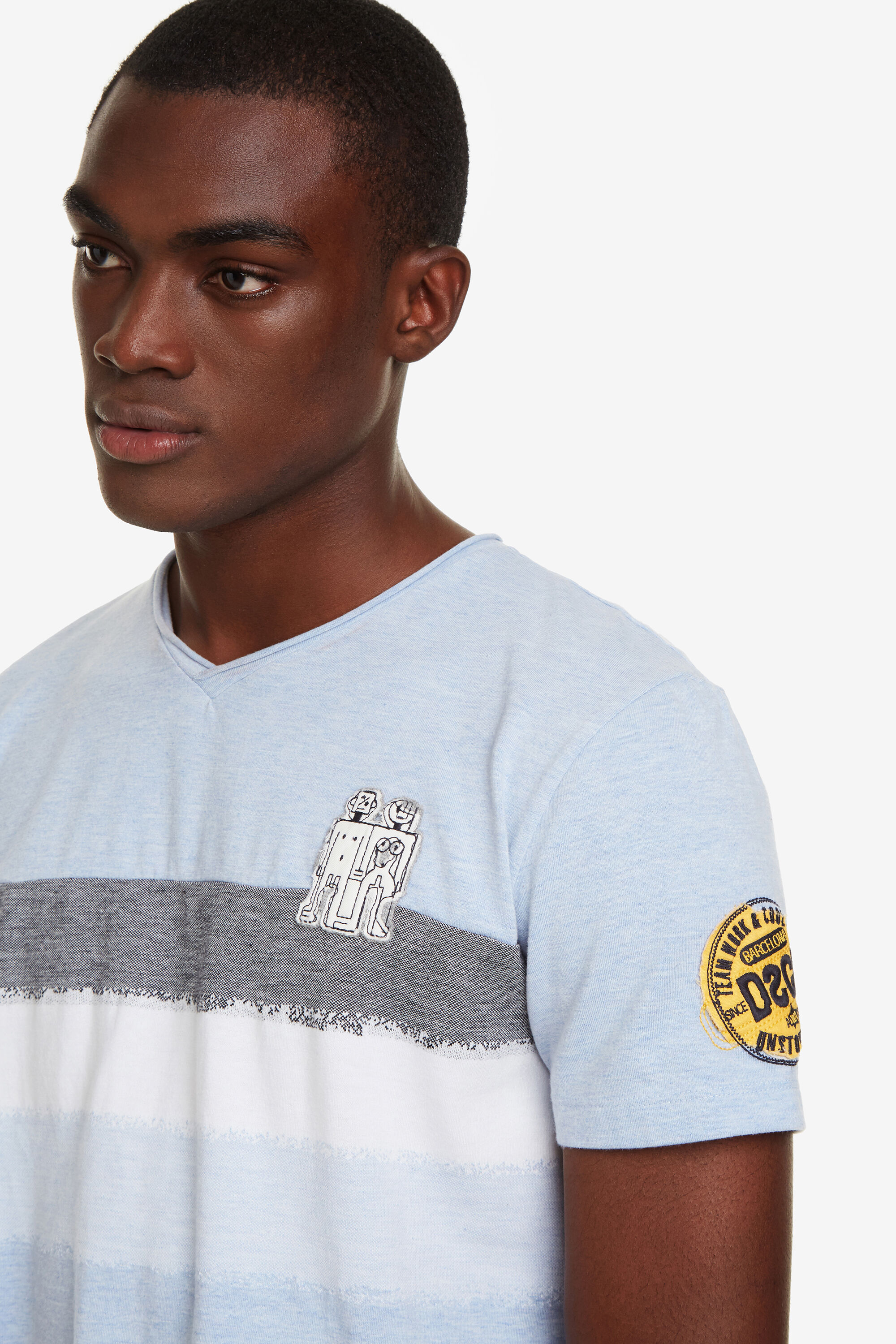 Desigual Shirt Van Blauw Jacquard Ris Blue desigual kopen in de aanbieding