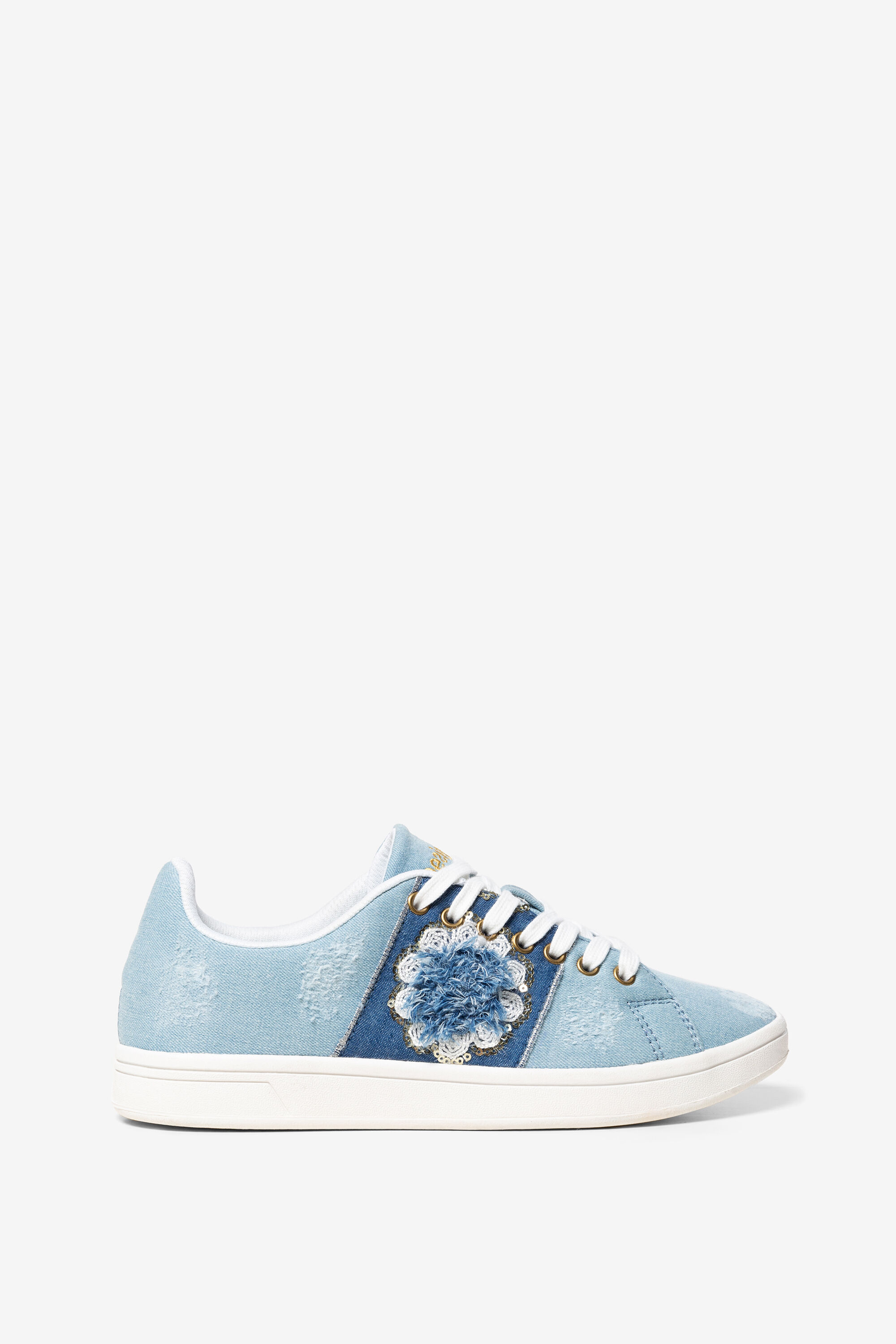 Desigual Gebloemde Sneakers Cosmic Exotic Denim Blue 39 desigual kopen in de aanbieding
