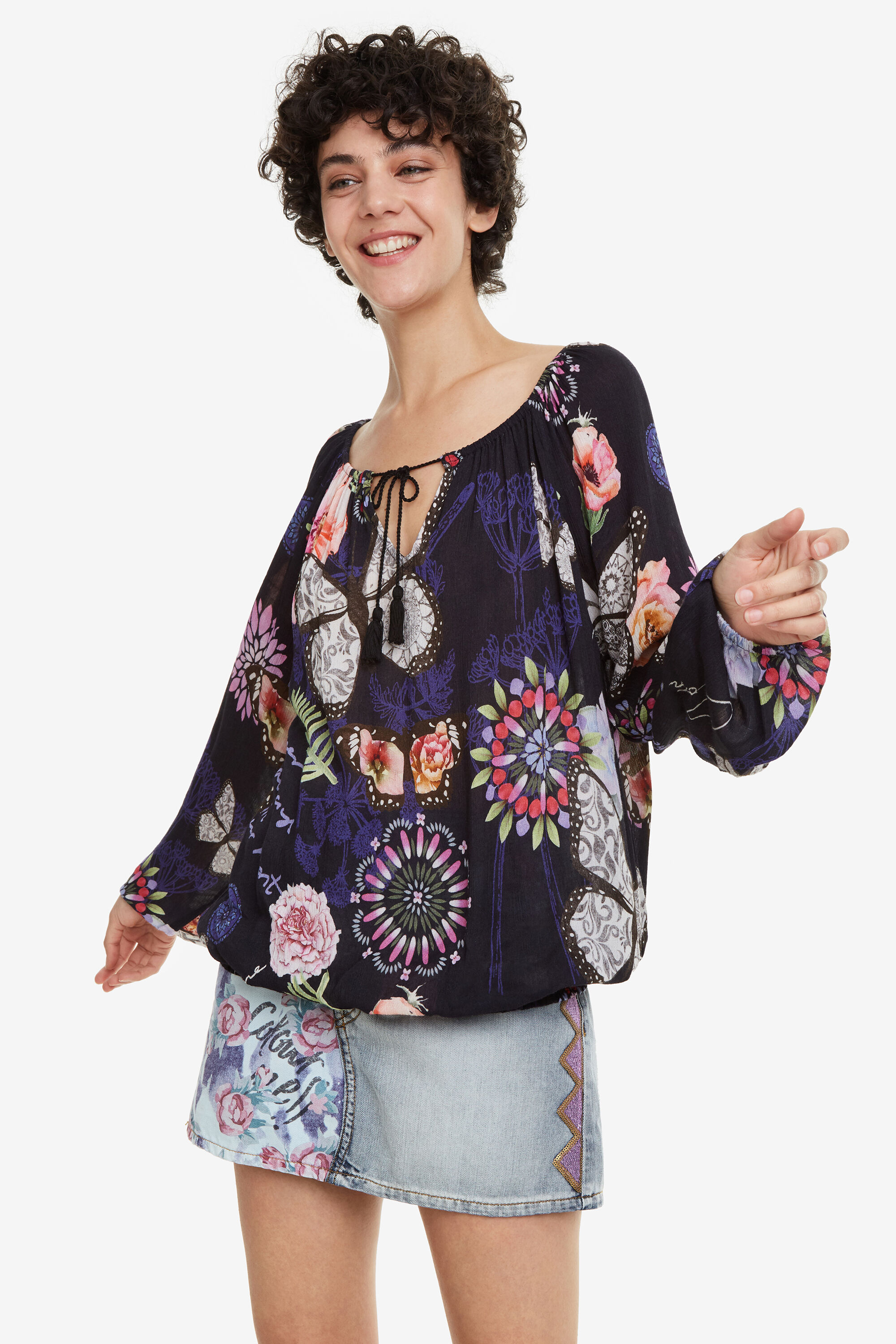 Desigual Blouse Met Boothals Candace Black desigual kopen in de aanbieding
