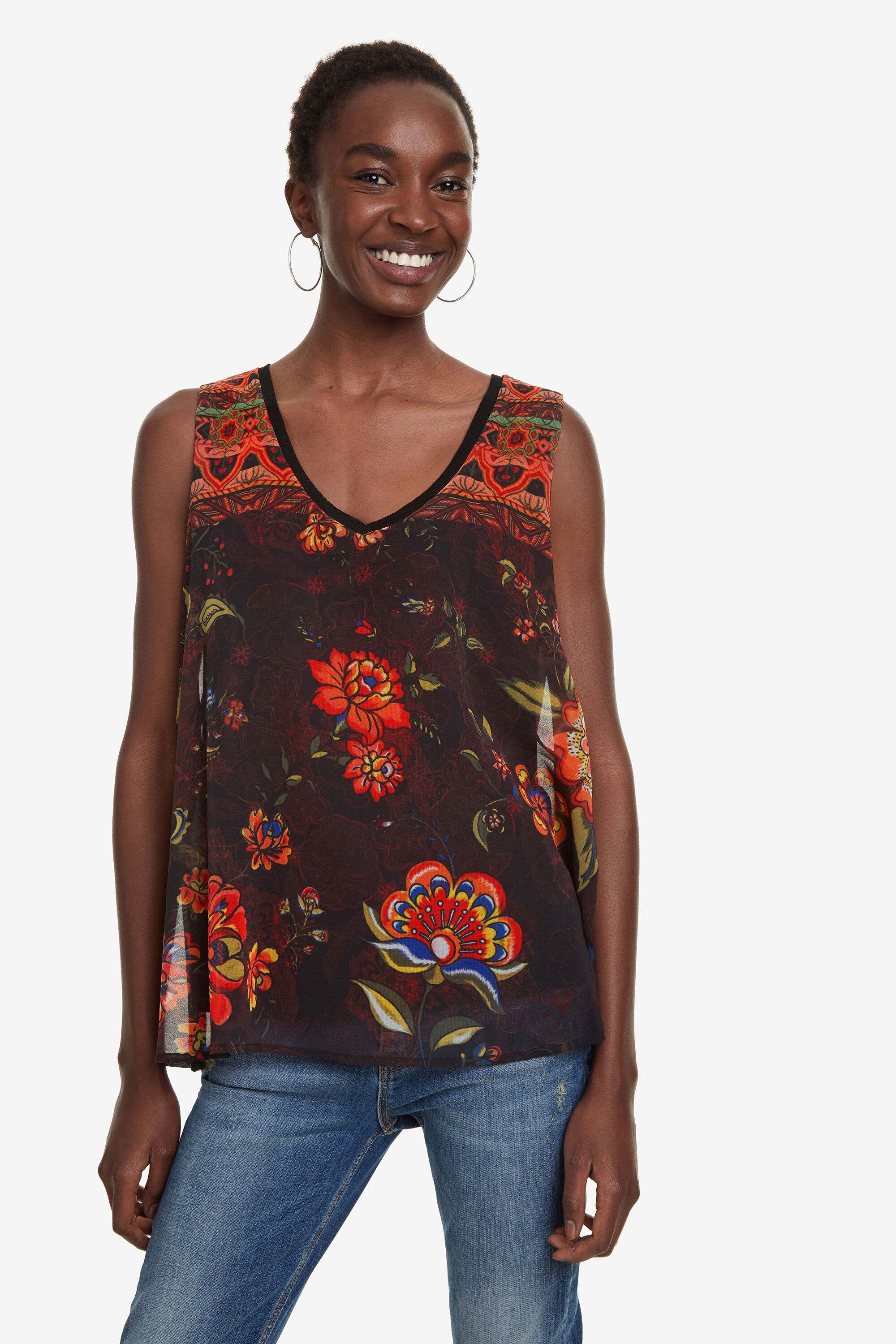 Desigual Blouse Bloemen Olaf Black desigual kopen in de aanbieding