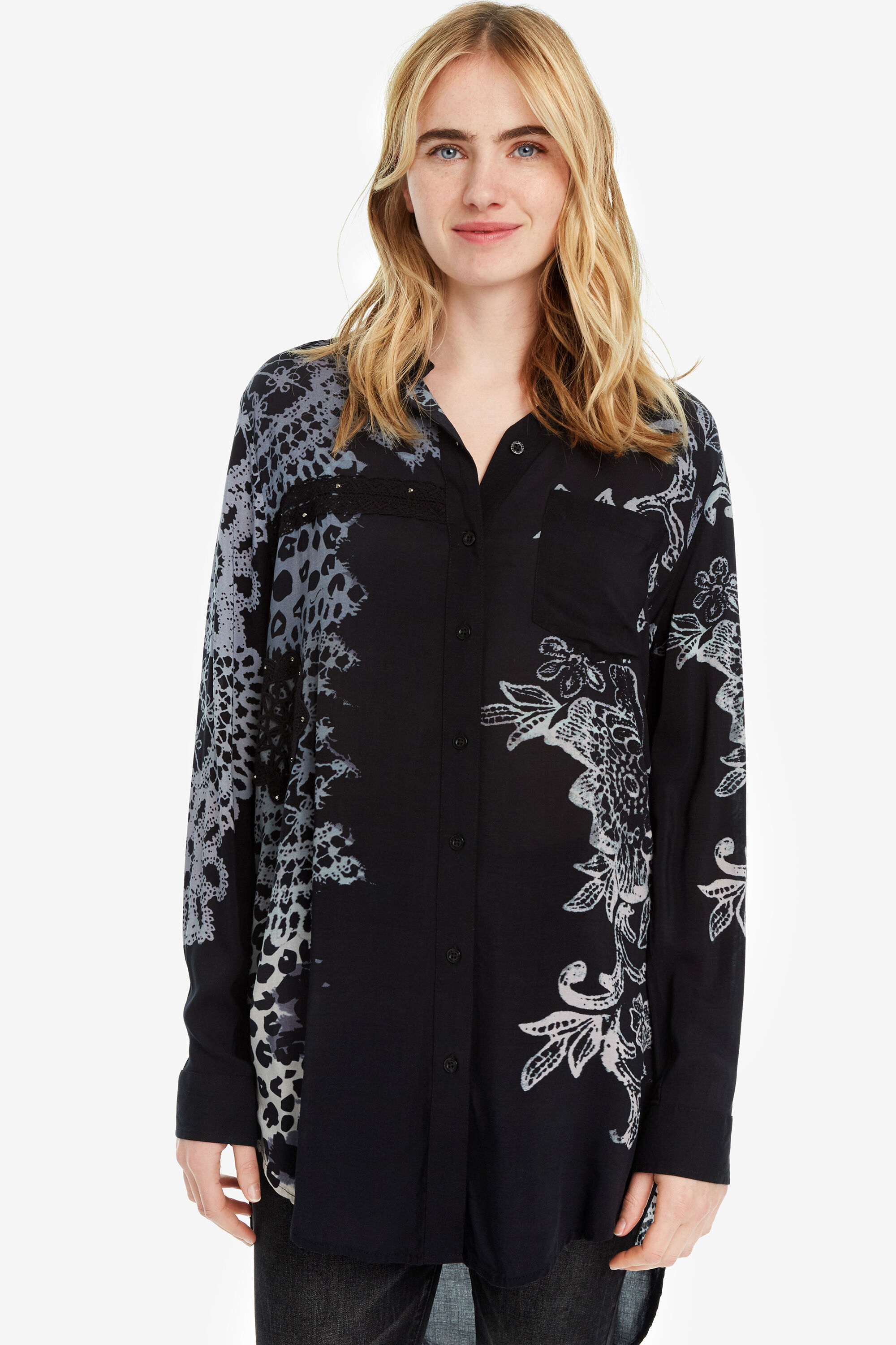 Desigual Zwart Shirt Met Mandalas Amandine Black desigual kopen in de aanbieding