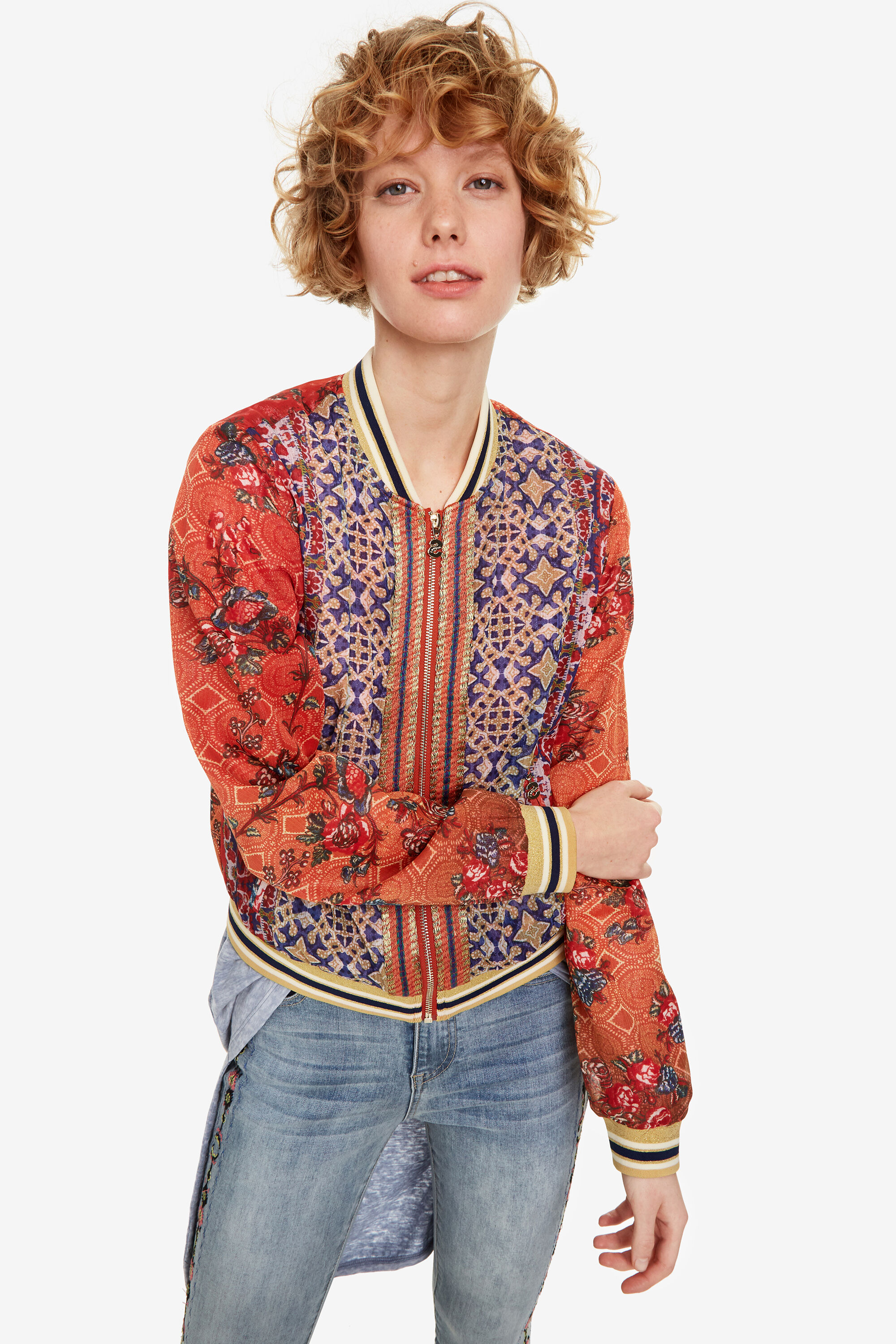 Desigual Jack Bombermodel Etnisch Ribe Red 42 desigual kopen in de aanbieding