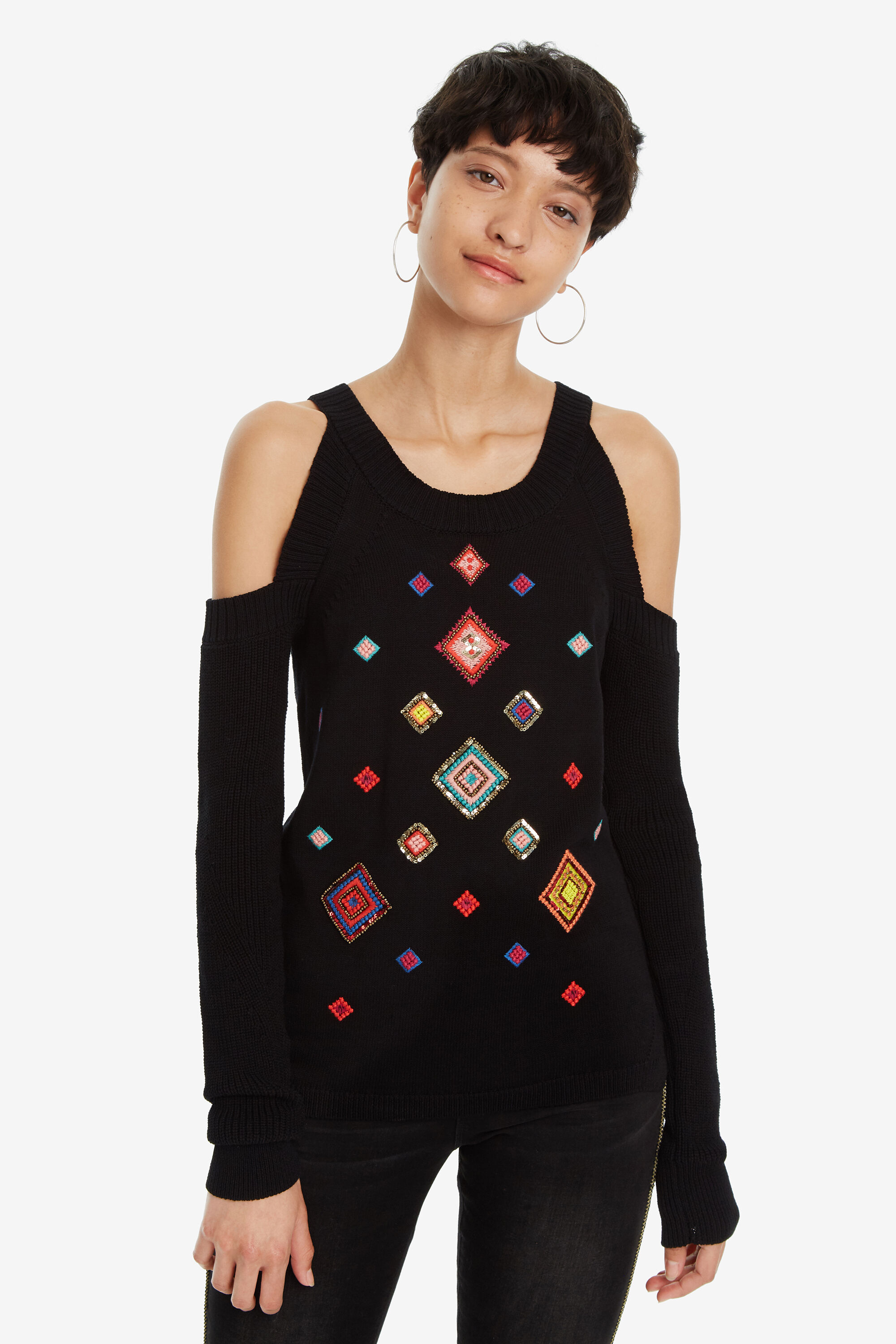 Desigual Trui Kubistische Ginebra Black desigual kopen in de aanbieding