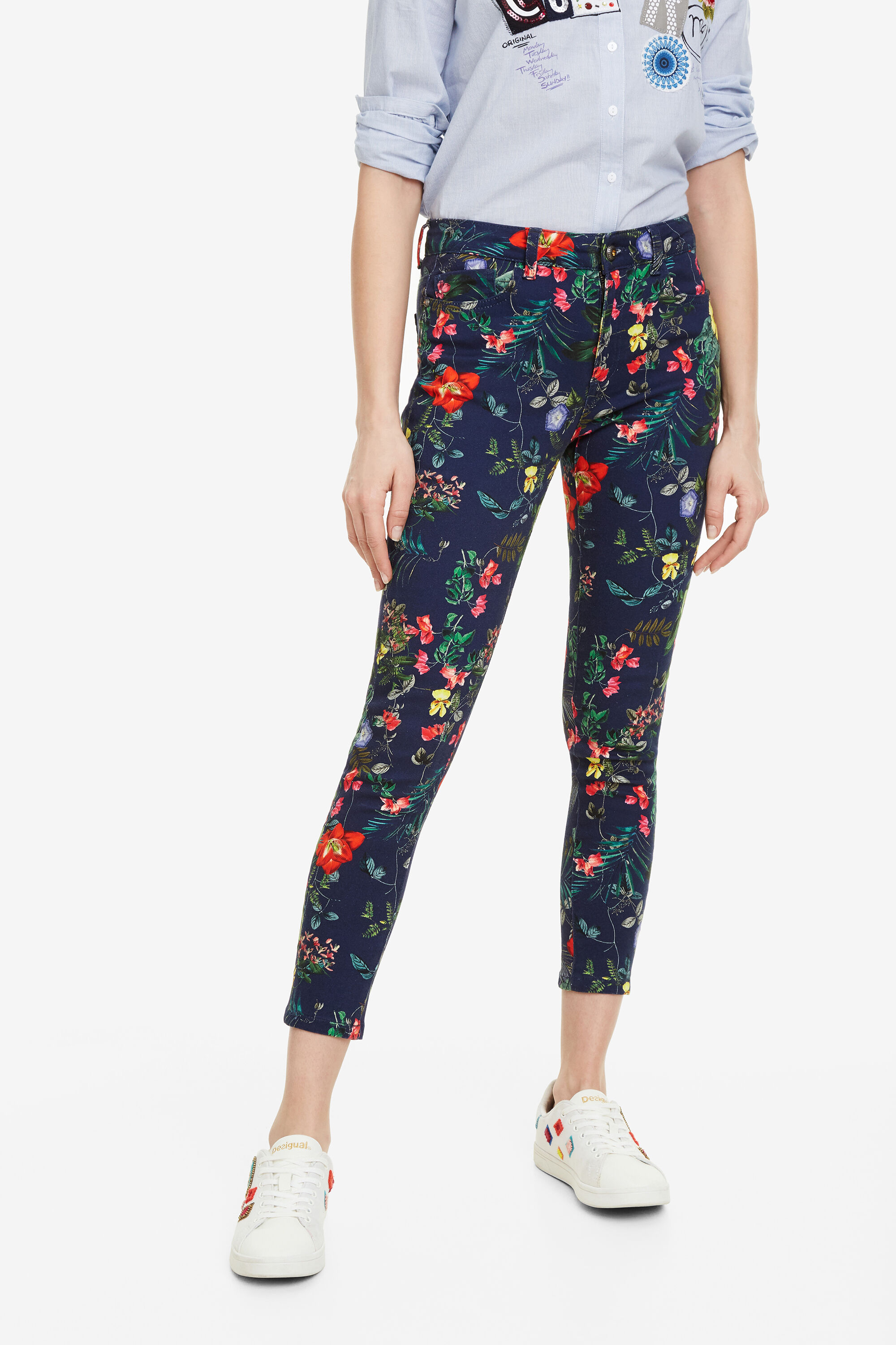 Desigual Enkelbroek Gebloemd Rodas Blue 42 desigual kopen in de aanbieding