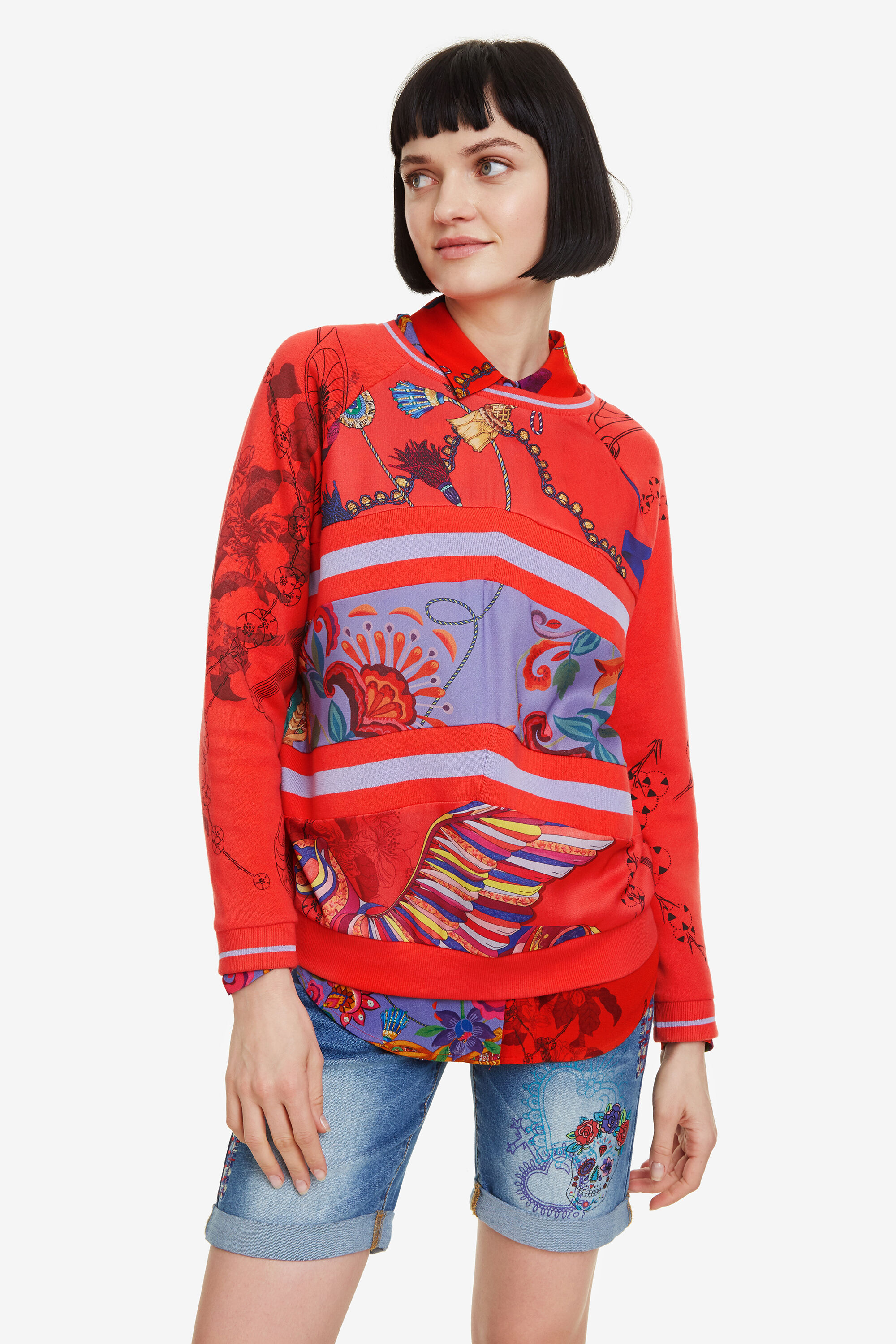 Desigual Sweatshirt Met Patchwork Craft Red desigual kopen in de aanbieding Desigual Sweatshirt Met Patchwork Craft Red desigual kopen in de aanbieding