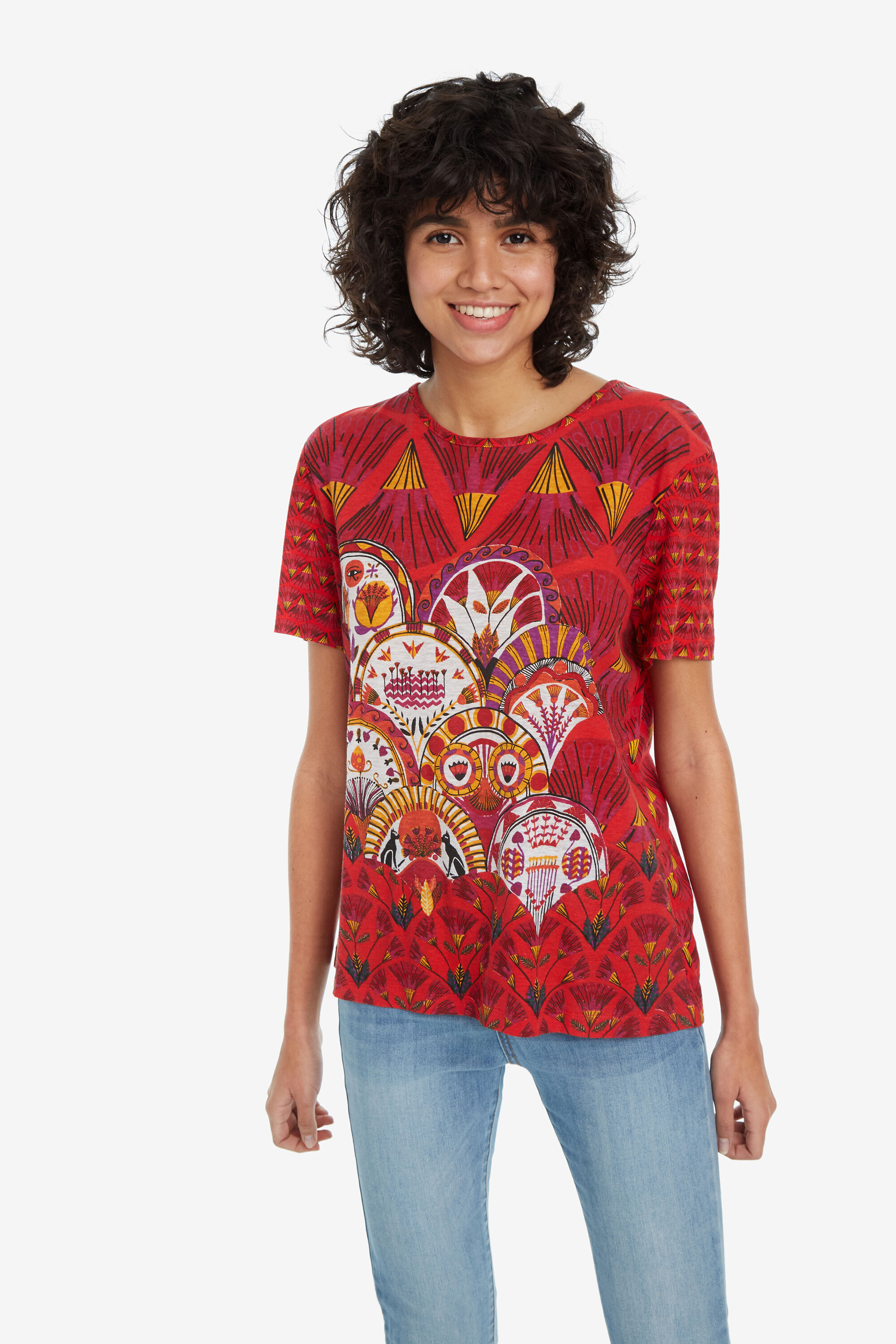 Desigual Etnisch Mexicaans Shirt Radiance Red desigual kopen in de aanbieding