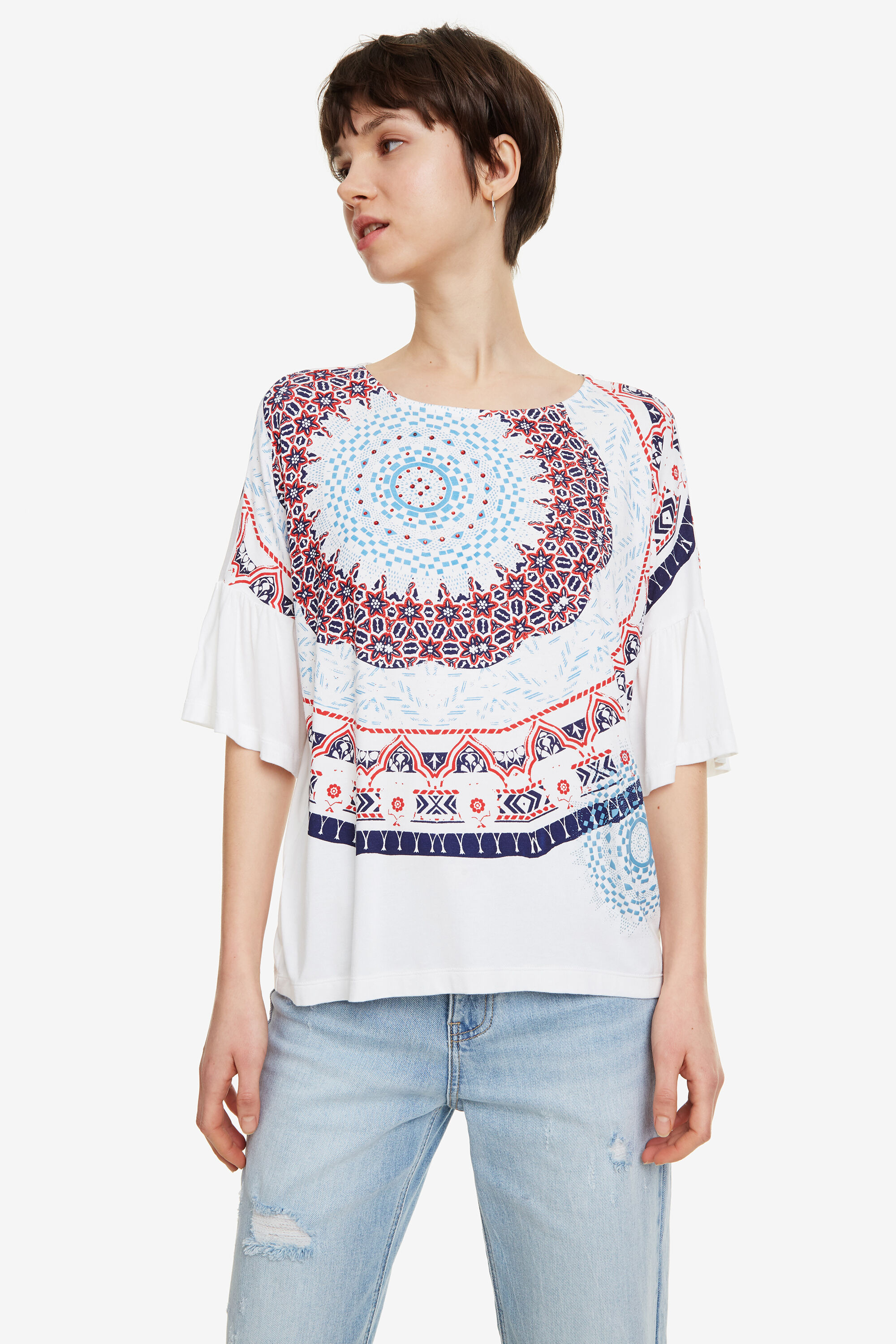 Desigual T Shirt Met Vlindermouwen Liverpool White Xxl desigual kopen in de aanbieding