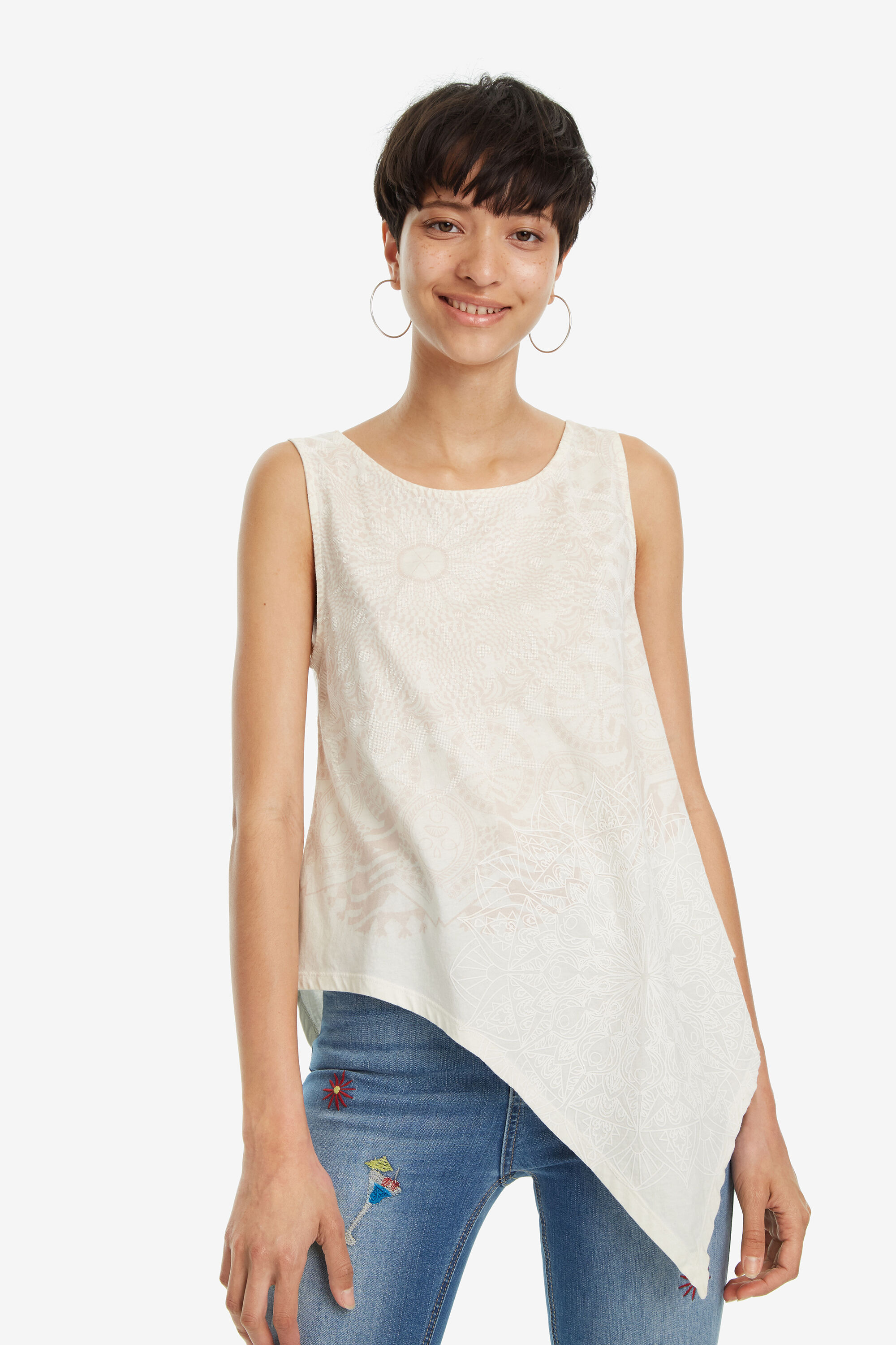 Desigual Asymmetrisch Wit T Shirt Leeds White Xl desigual kopen in de aanbieding