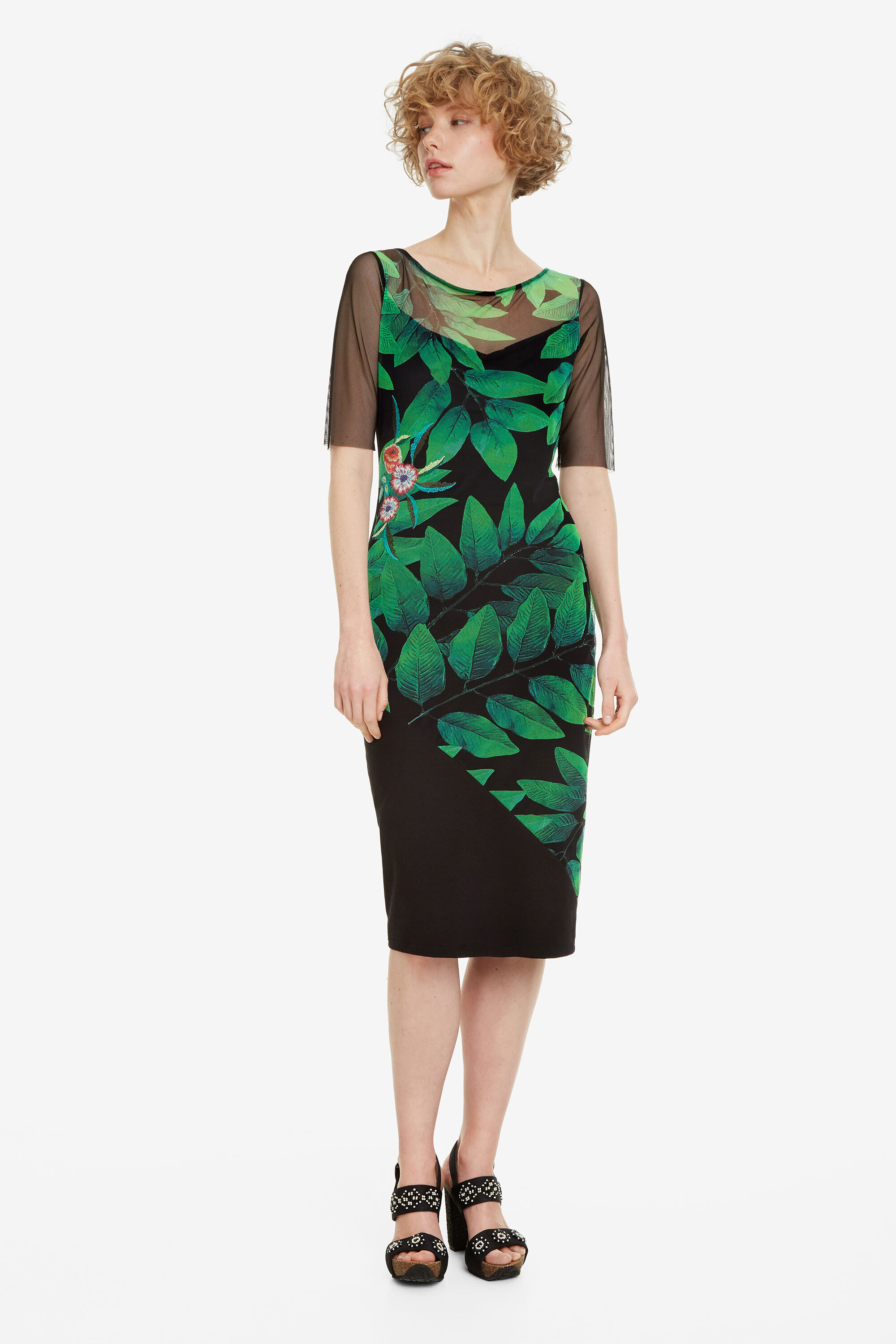 Desigual Slimfit Jurk Met Boothals Brooklyn Black desigual kopen in de aanbieding