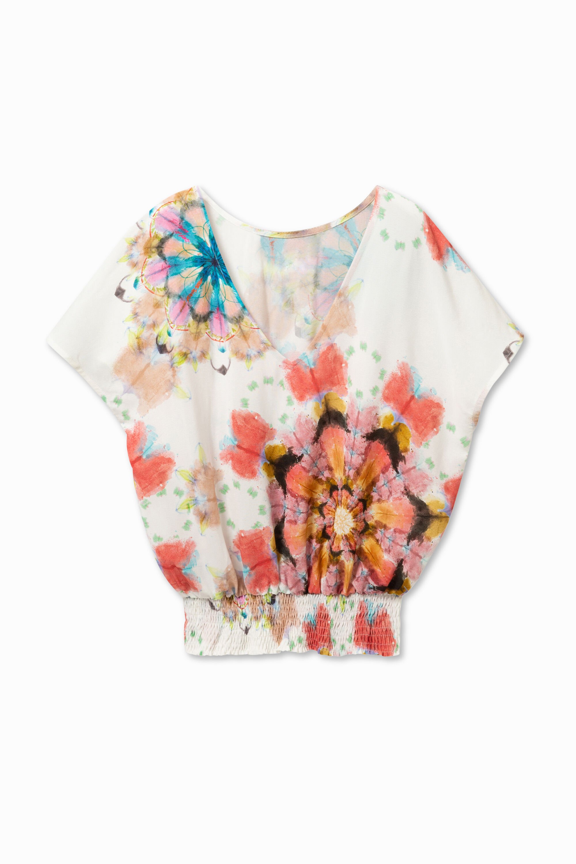 Desigual Blouse Elastische Onderzoom White Xl desigual kopen in de aanbieding