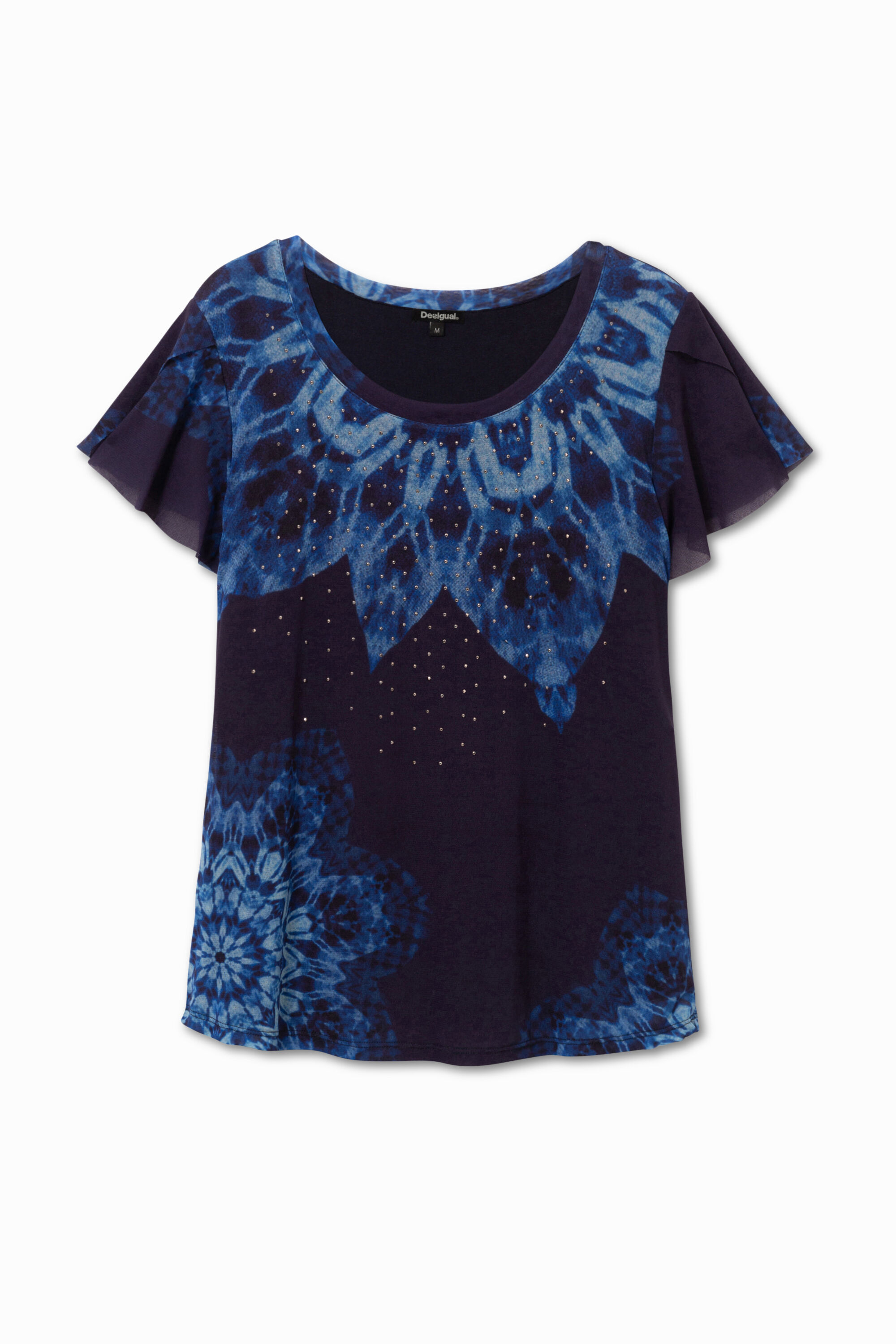 Desigual T Shirt Korte Mouw Met Studs Blue Xl desigual kopen in de aanbieding