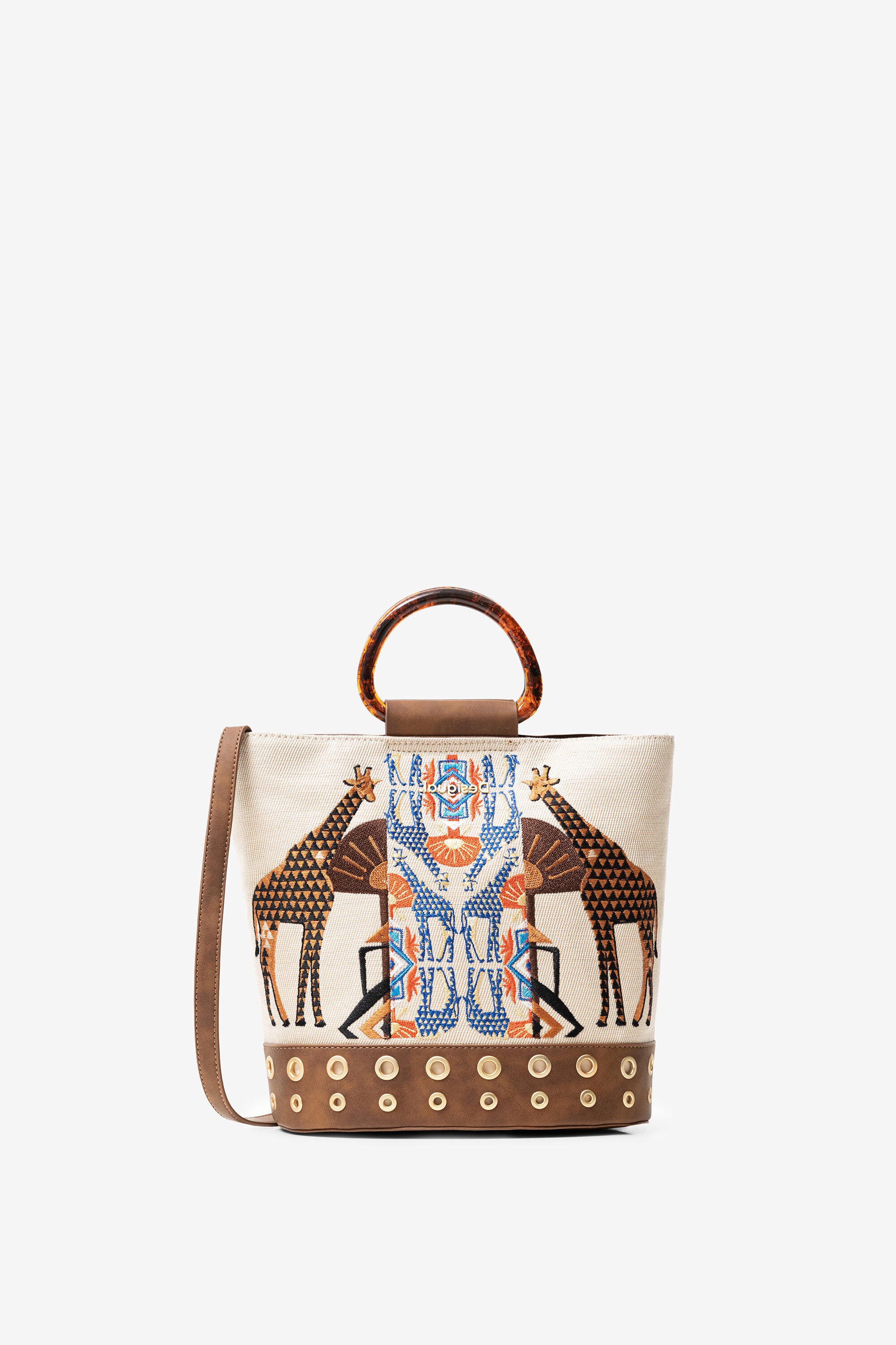 Sac shopping brodé africain 2 en 1 - WHITE - U