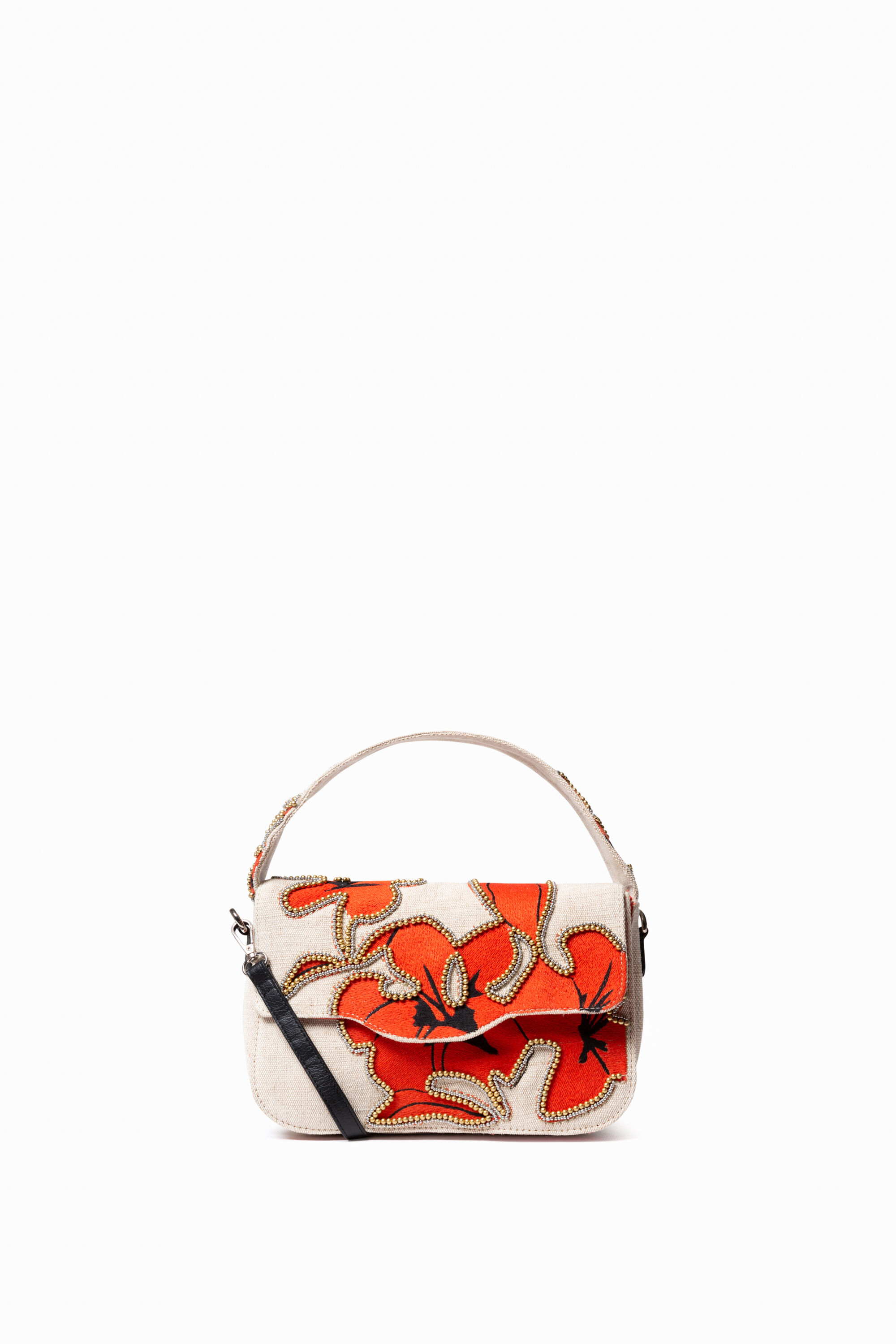 Sac rectangulaire à rabat et hibiscus - RED - U
