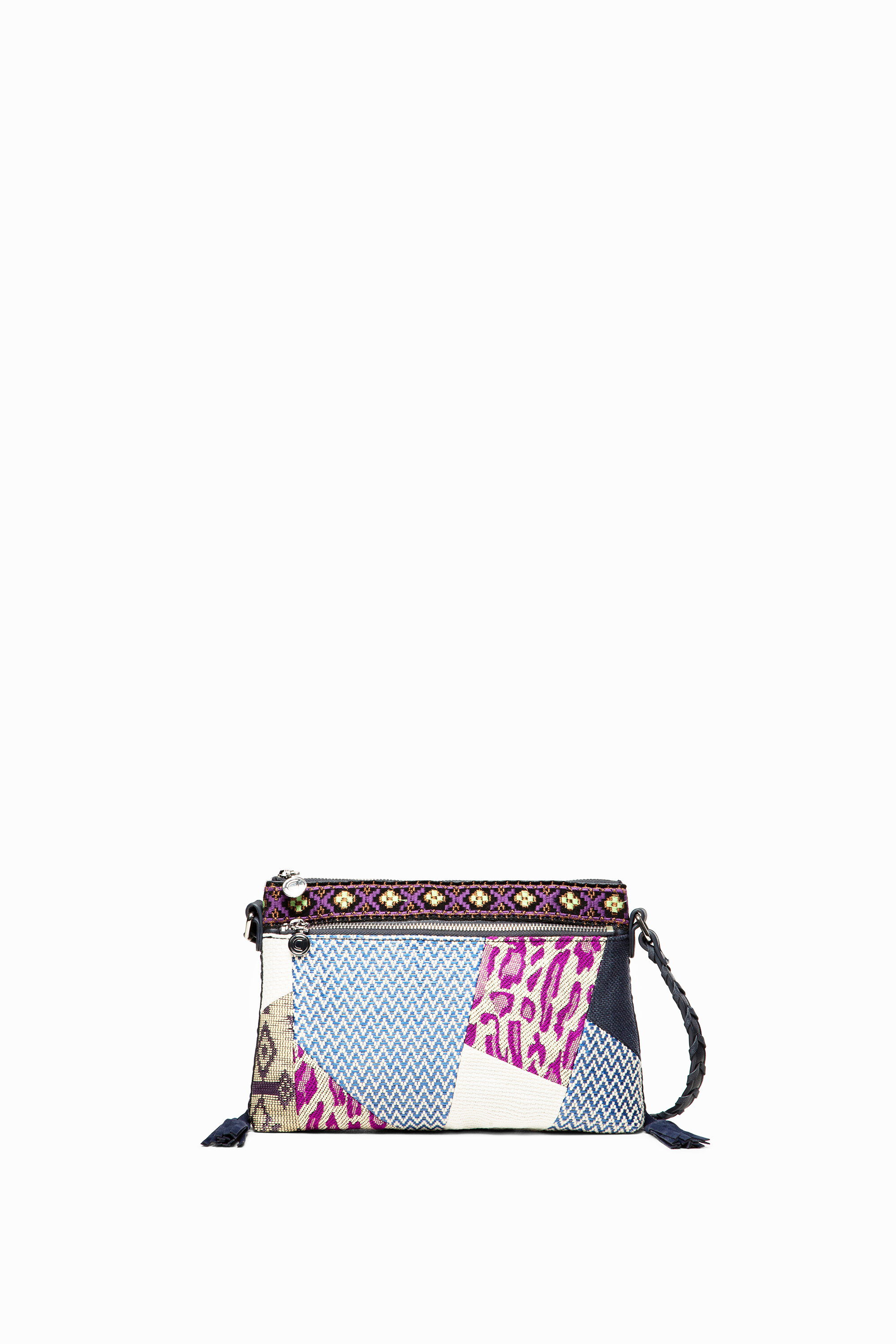 Sac bandoulière patchwork de tissus et textures - BLUE - U