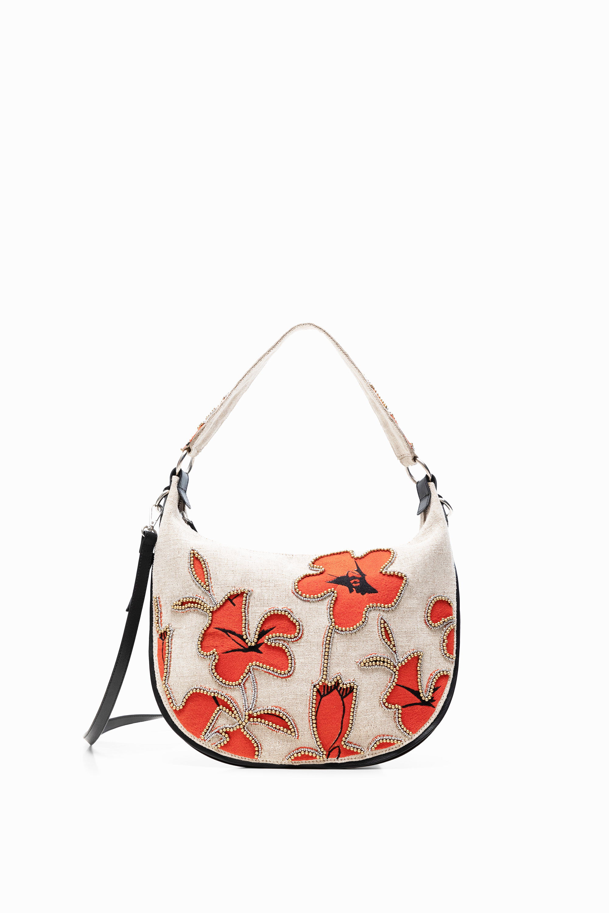 Sac arrondi à hibiscus et perles - RED - U